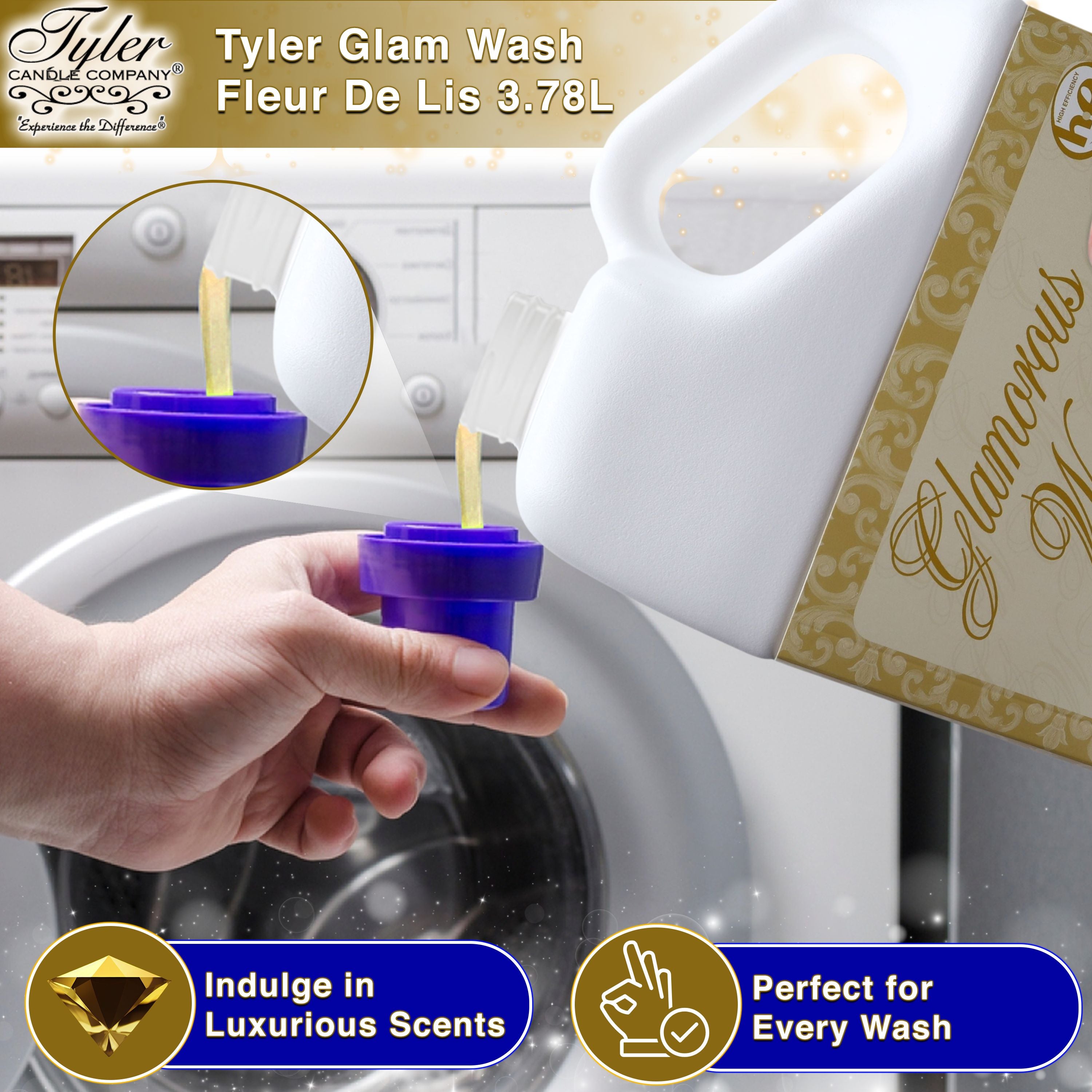 Tyler Candle Company Glamorous Wash Fleur De Lis Scent Fine Laundry Liquid Detergent, 128 oz 3.78L - Gentle on Delicate, Specialty and Fine Fabrics - 1 Container