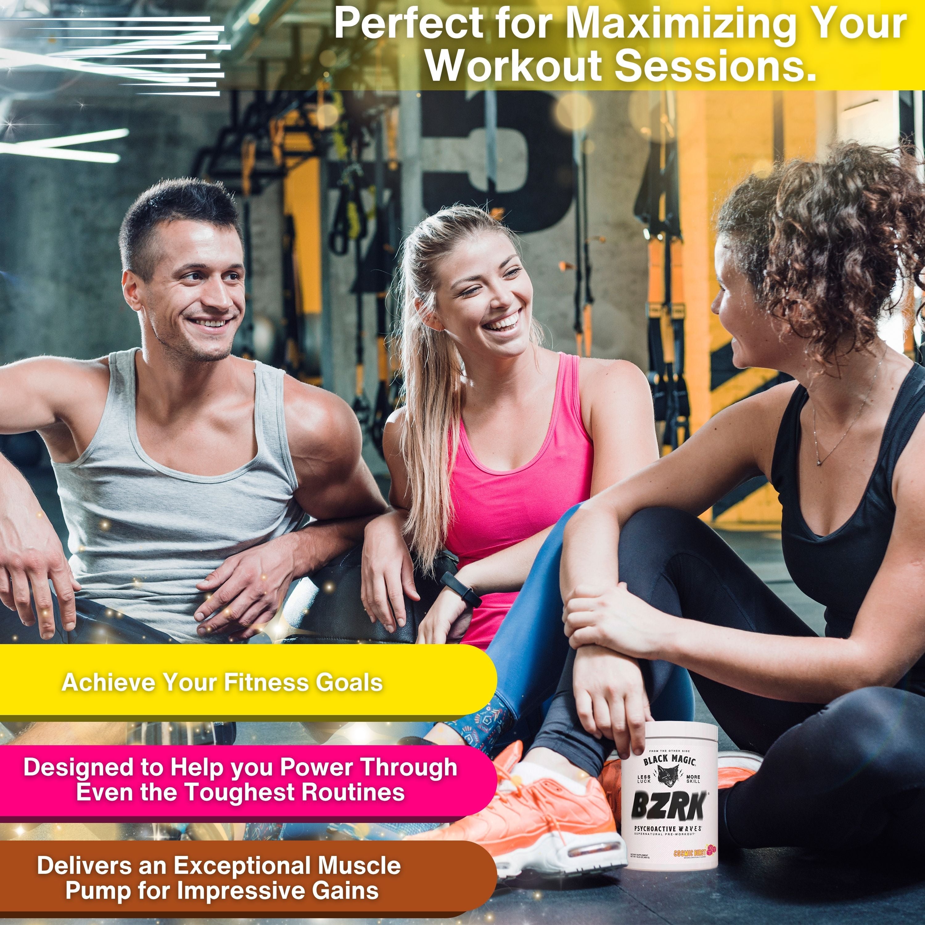 Black Magic Supply BZRK Psychoactive Waves Pre-Workout Powder - Cosmic Burst - 16.23oz (460g) - Pack of 1