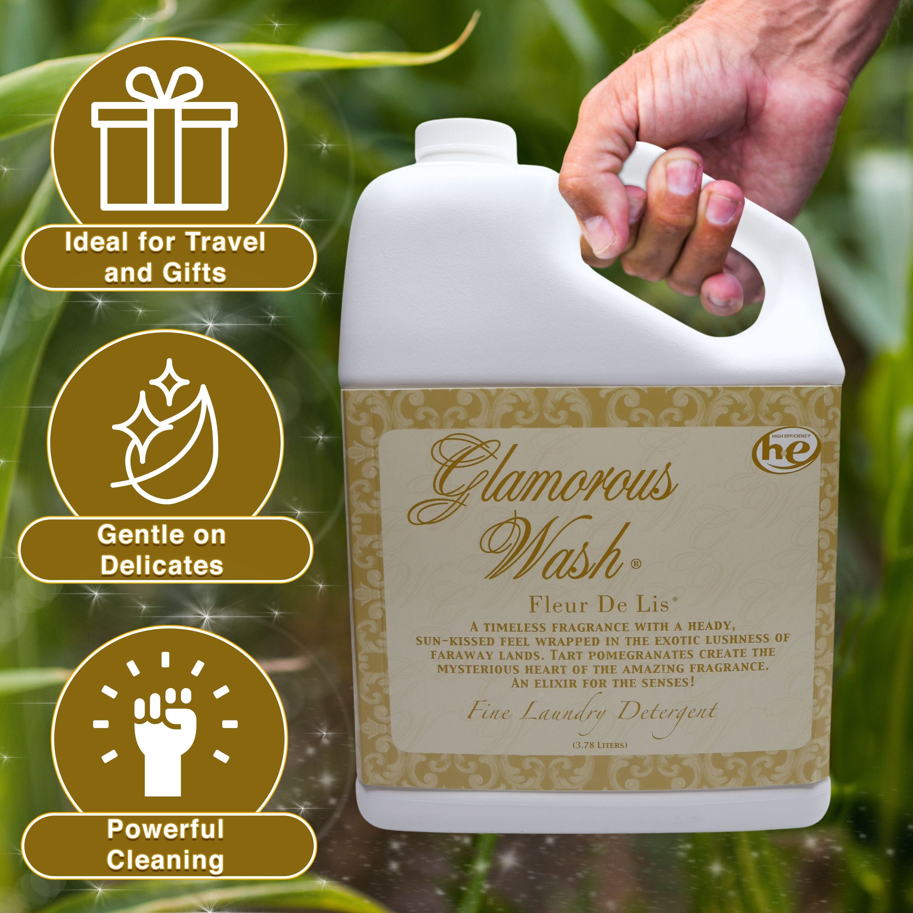 Tyler Candle Company Glamorous Wash Fleur De Lis Scent Fine Laundry Liquid Detergent, 128 oz 3.78L - Gentle on Delicate, Specialty and Fine Fabrics - 1 Container