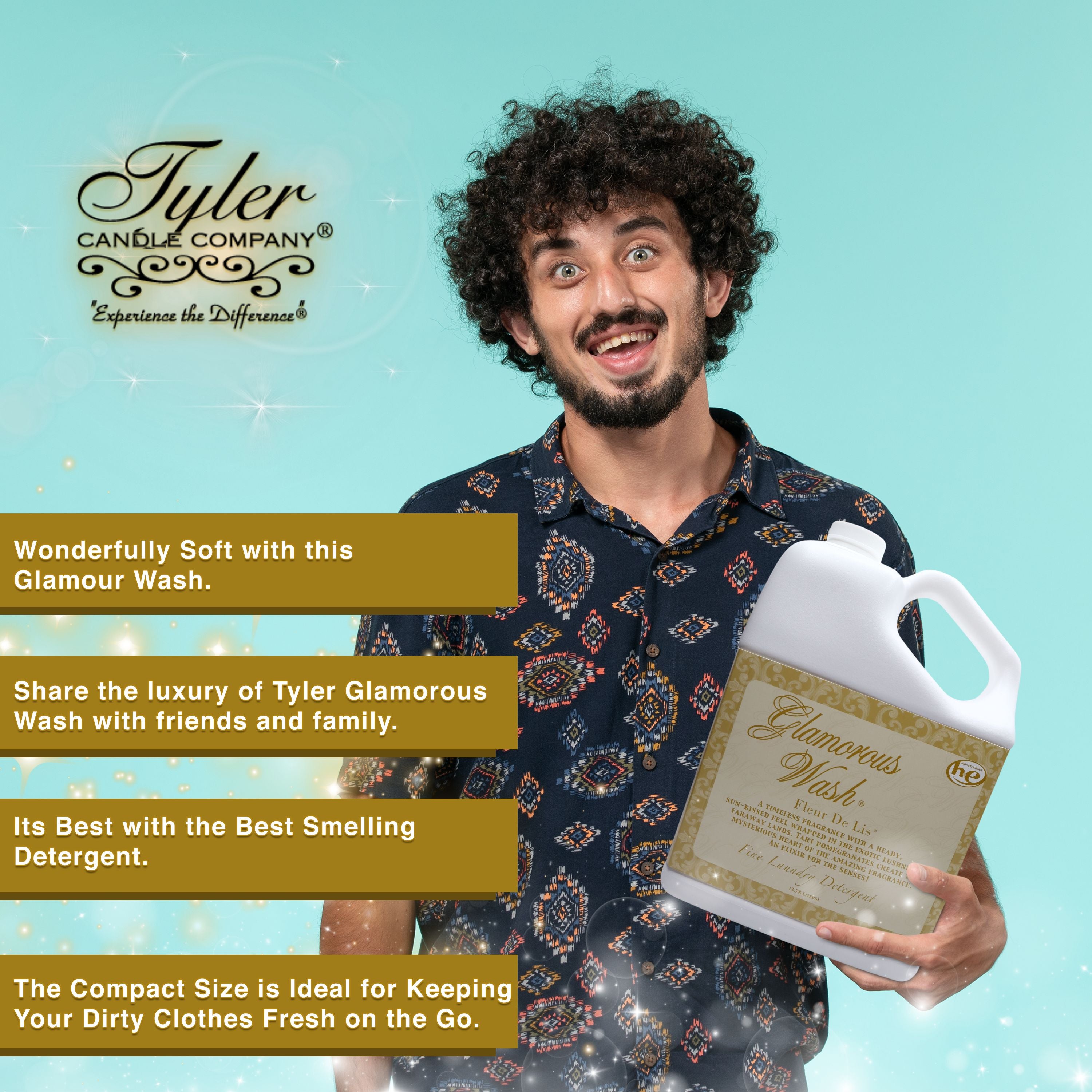 Tyler Candle Company Glamorous Wash Fleur De Lis Scent Fine Laundry Liquid Detergent, 128 oz 3.78L - Gentle on Delicate, Specialty and Fine Fabrics - 1 Container