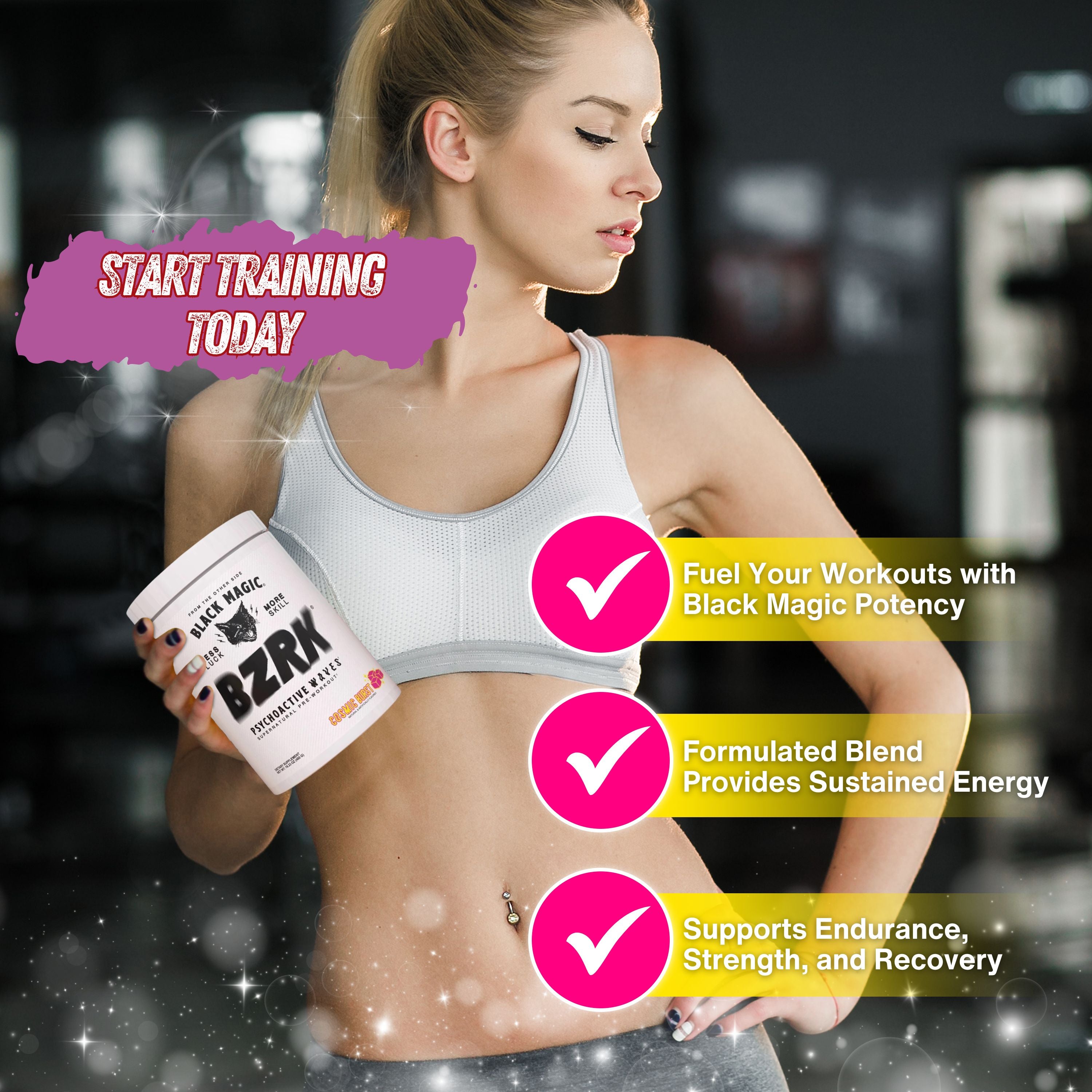 Black Magic Supply BZRK Psychoactive Waves Pre-Workout Powder - Cosmic Burst - 16.23oz (460g) - Pack of 1