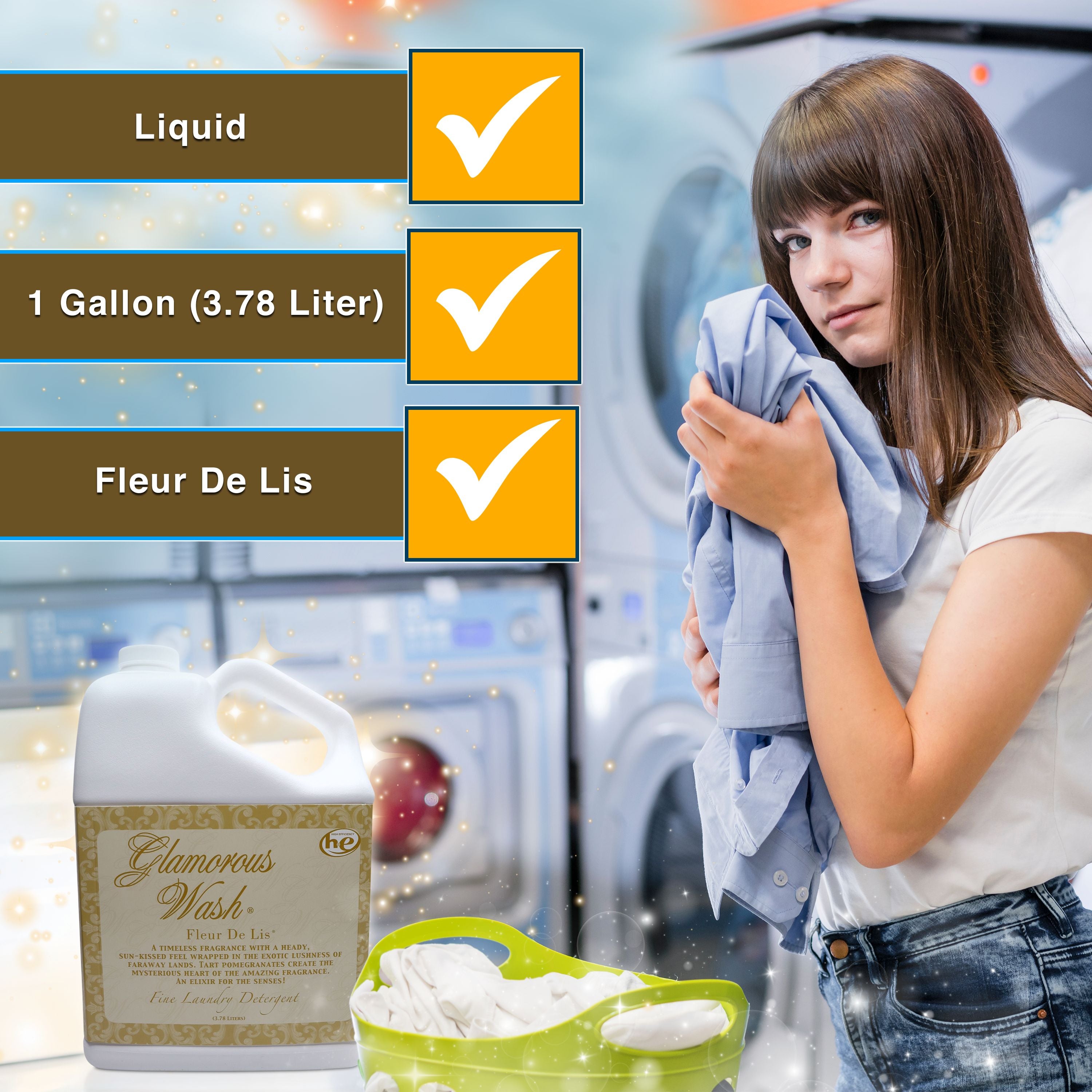 Tyler Candle Company Glamorous Wash Fleur De Lis Scent Fine Laundry Liquid Detergent, 128 oz 3.78L - Gentle on Delicate, Specialty and Fine Fabrics - 1 Container