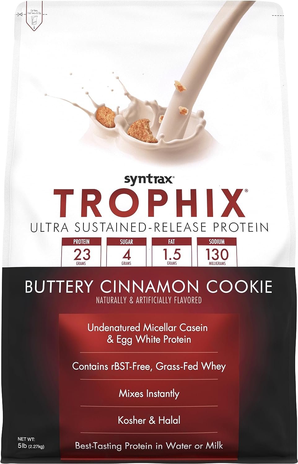 Syntrax Trophix - Ultra Sustained-Release Protein - Kosher & Halal - Buttery Cinnamon Cookie - 5 Pound