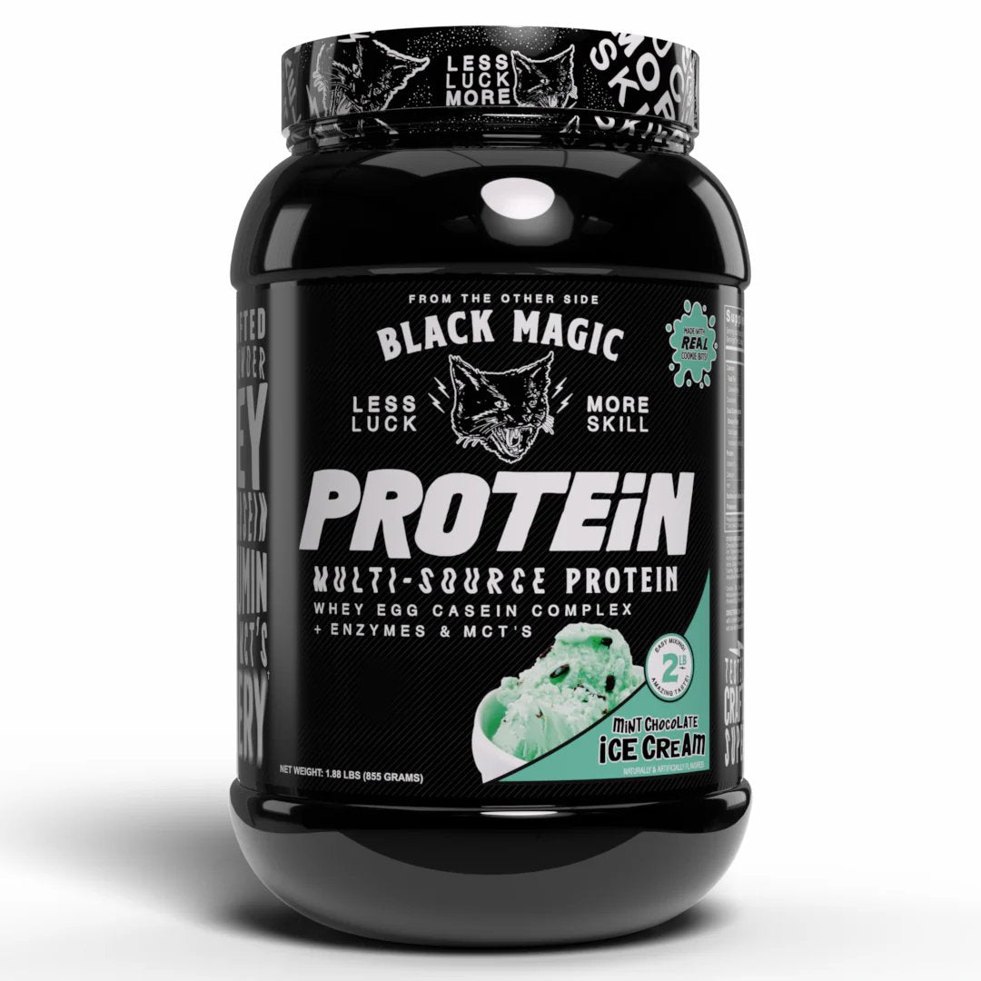 Black Magic Multi-Source Protein Powder – Whey Isolate, Egg Whites, Casein, MCTs – Muscle Growth & Recovery – High-Absorption Blend for Athletes