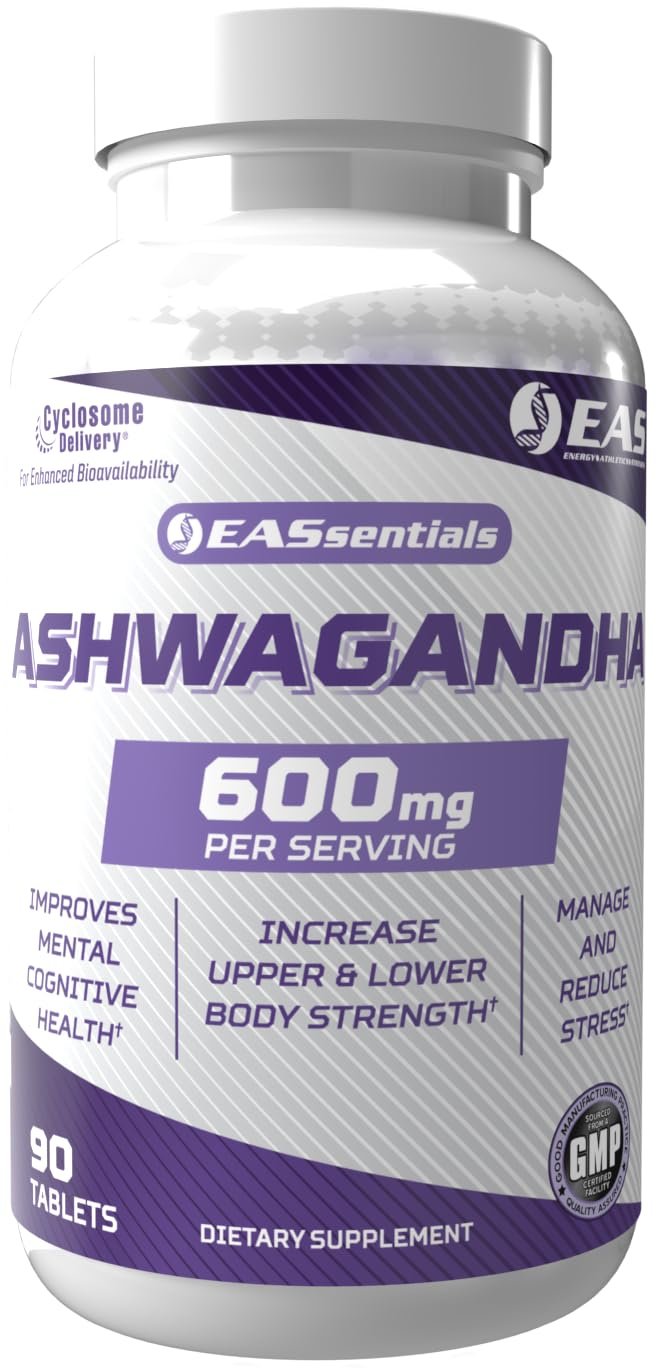 EAS Ashwagandha 600mg | Supports Improved Relaxation & Mental Clarity | Strength & Muscle Recovery | Better Absorption with Cyclosome Delivery | 90 Tablets