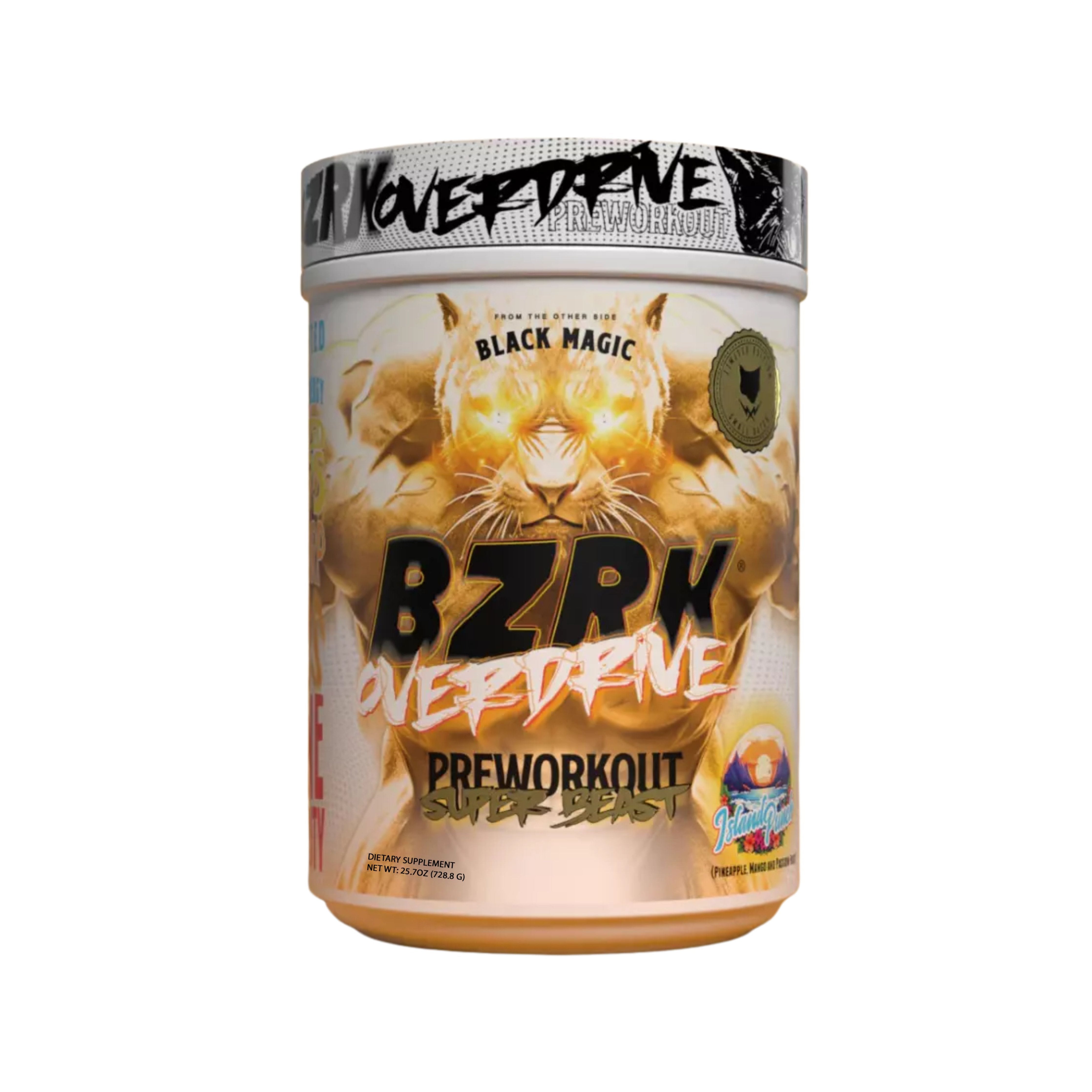 Black Magic Supply BZRK Overdrive Pre-Workout Super Beast Powder, 728.8g - Island Punch Flavor - Energy Booster - Pack of 1