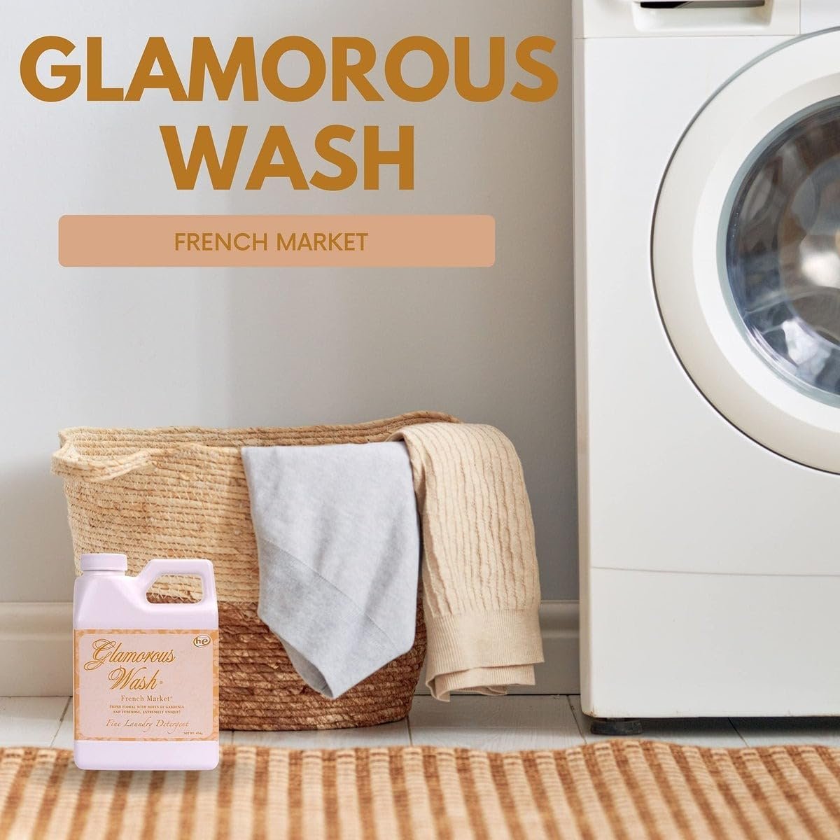 Tyler Candle Company Glamorous Wash Fine Laundry Liquid Detergent - Pack of 1 - with Multi-Purpose Keychain