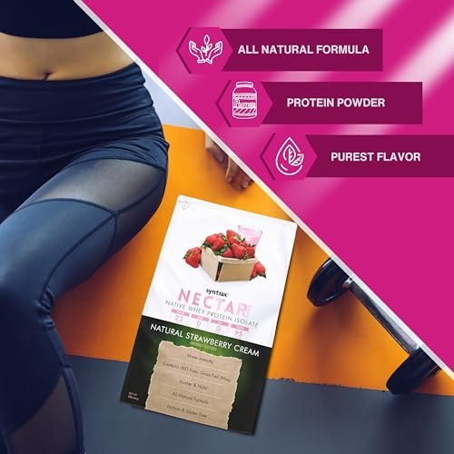 Syntrax Native Whey Protein Isolate - Kosher & Halal, Lactose & Gluten Free - Natural Strawberry Cream Flavor - 2 Pounds - with Keychain