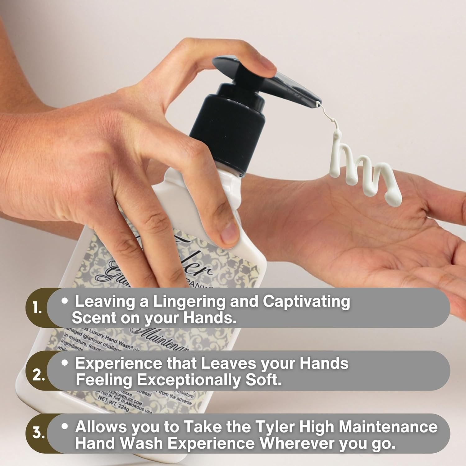 Tyler Candle Company Glamorous Luxury Scented Hand Wash - High Maintenance - 1 Pack of 8 oz - with Multi-Purpose Key Chain