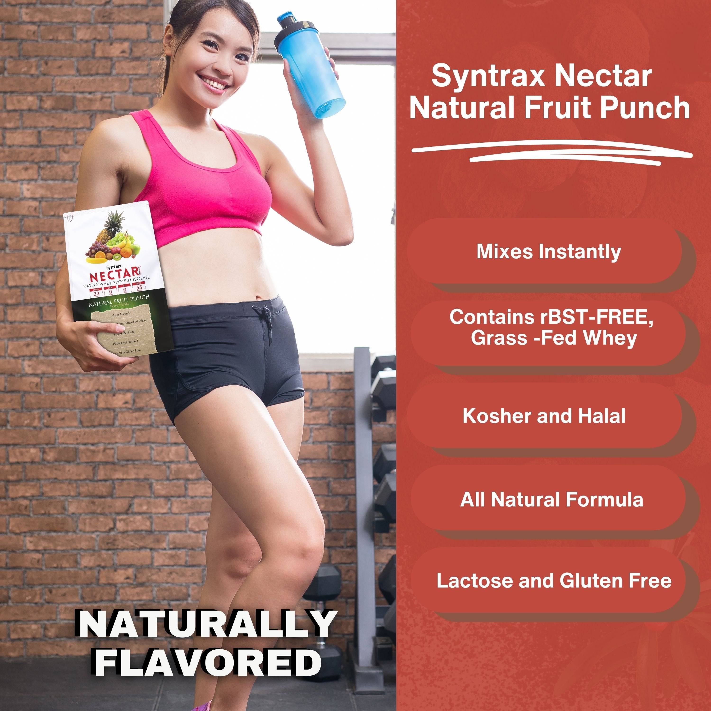 Fruit Punch Syntrax Nectar Native Whey Protein Isolate (2lb Bag) Natural Vanilla - Muscle Support - with Multi-Purpose Keychain