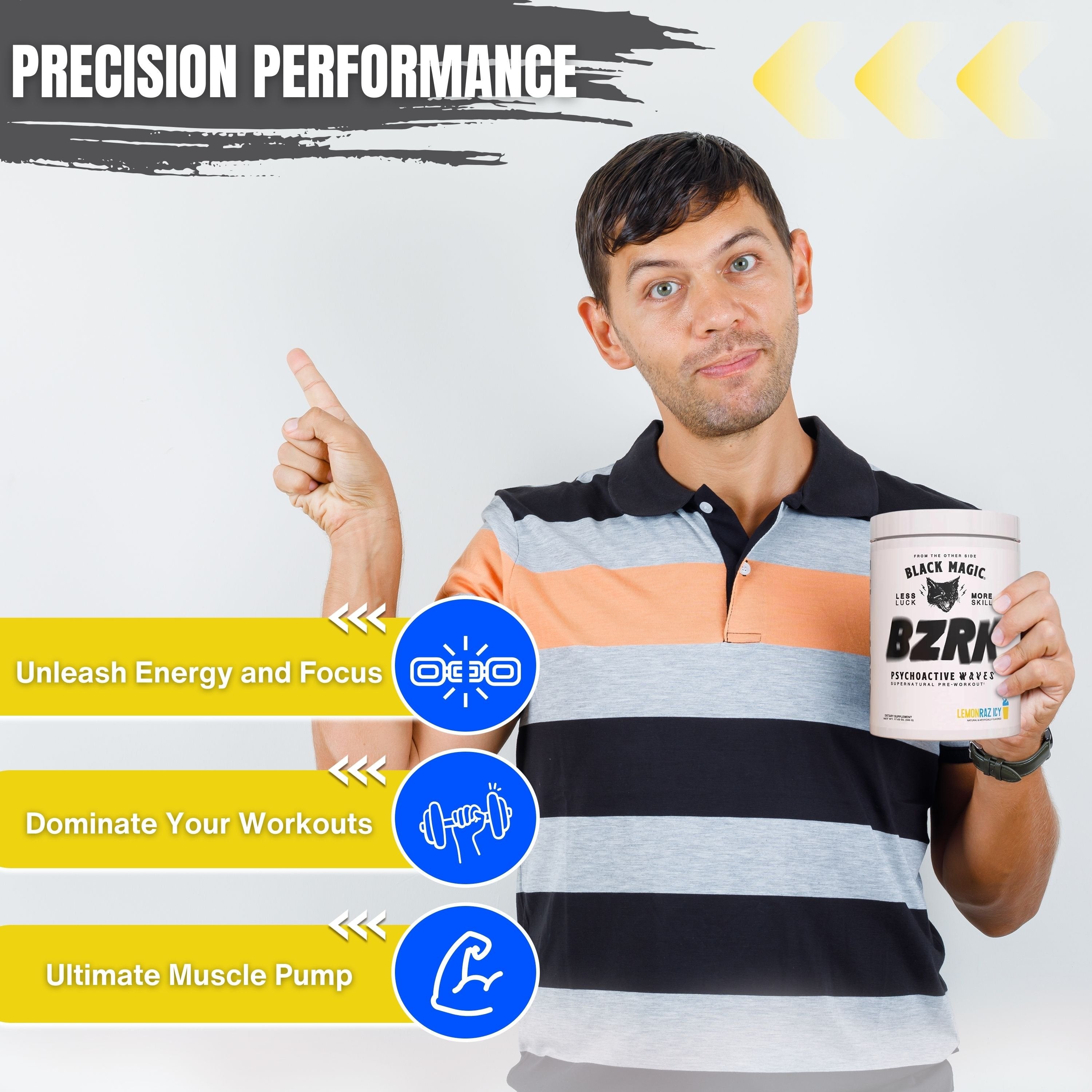 Black Magic Supply BZRK Psychoactive Waves Pre-Workout Powder - Lemonraz Icy - 17.63oz (500g) - Pack of 1