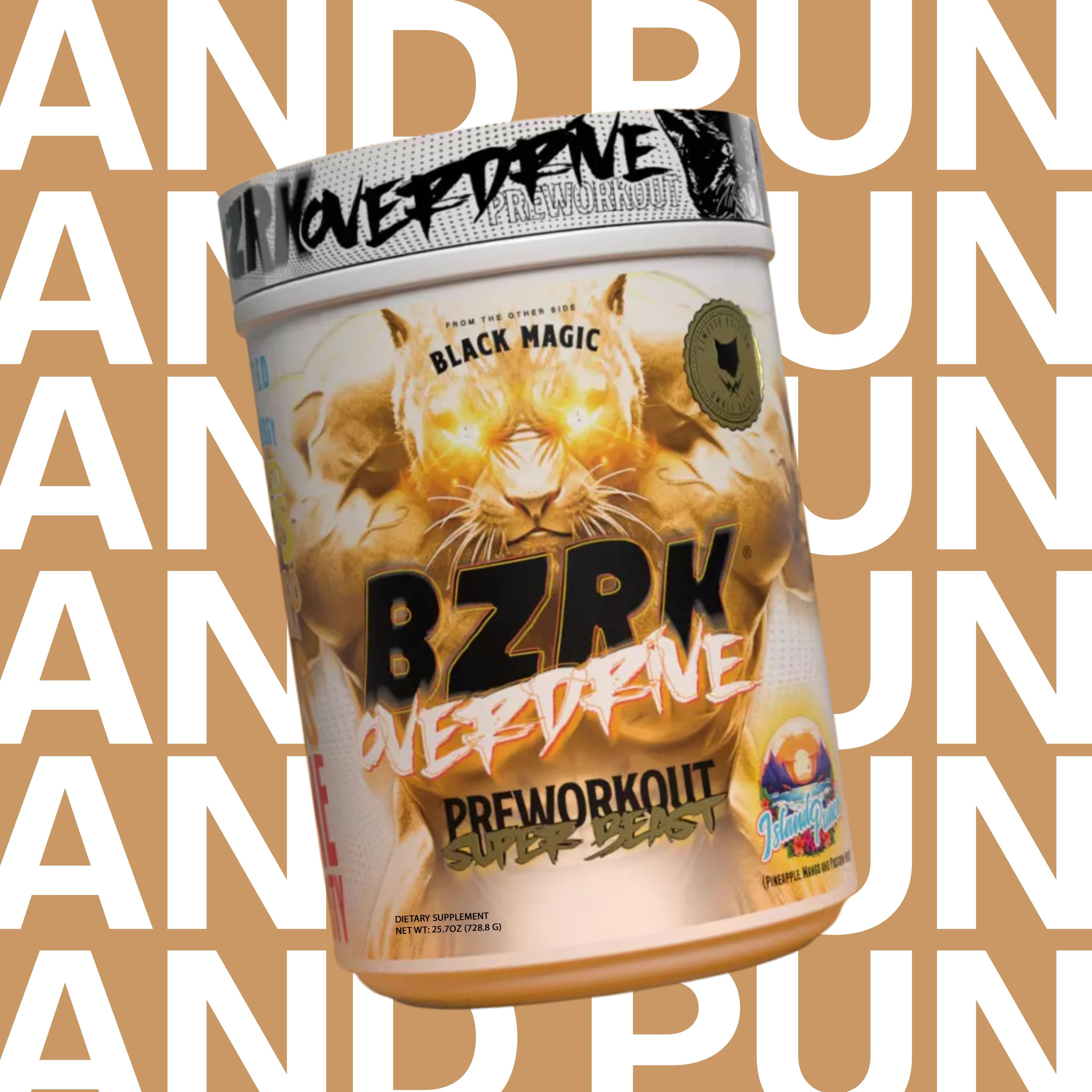 Black Magic Supply BZRK Overdrive Pre-Workout Super Beast Powder, 728.8g - Island Punch Flavor - Energy Booster - Pack of 1