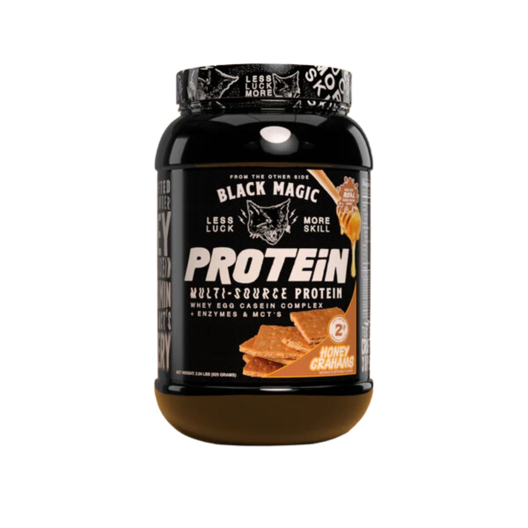 Black Magic Supply Multi-Source Protein Powder - Whey, Egg Albumin Enzymes, Micellar Casein & MCTs - Honey Grahams Flavor - 2 LB
