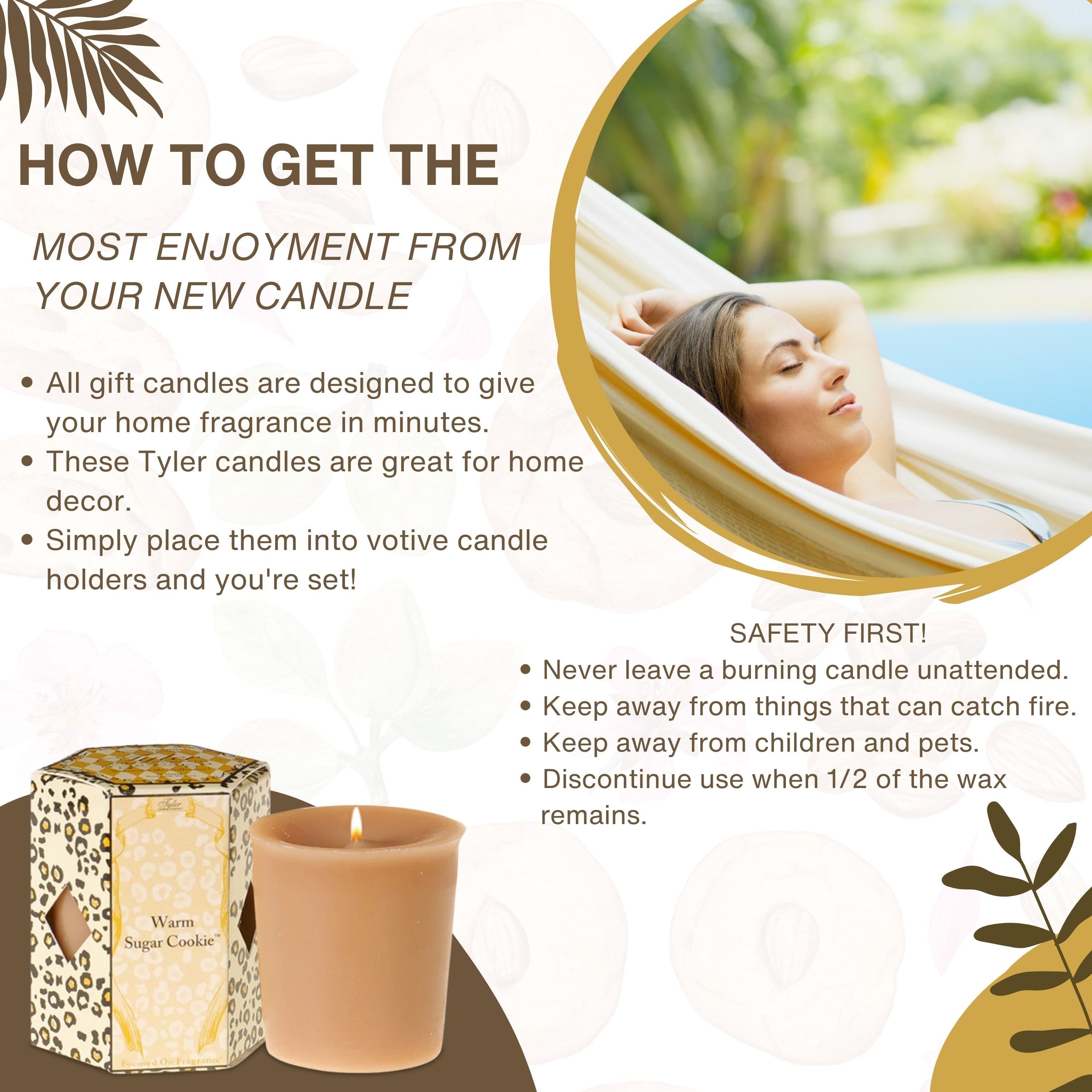 Tyler Candle Company Warm Sugar Cookie Scented Soy Wax Votive Candles - Set of 4 (2 oz Each) with Keychain