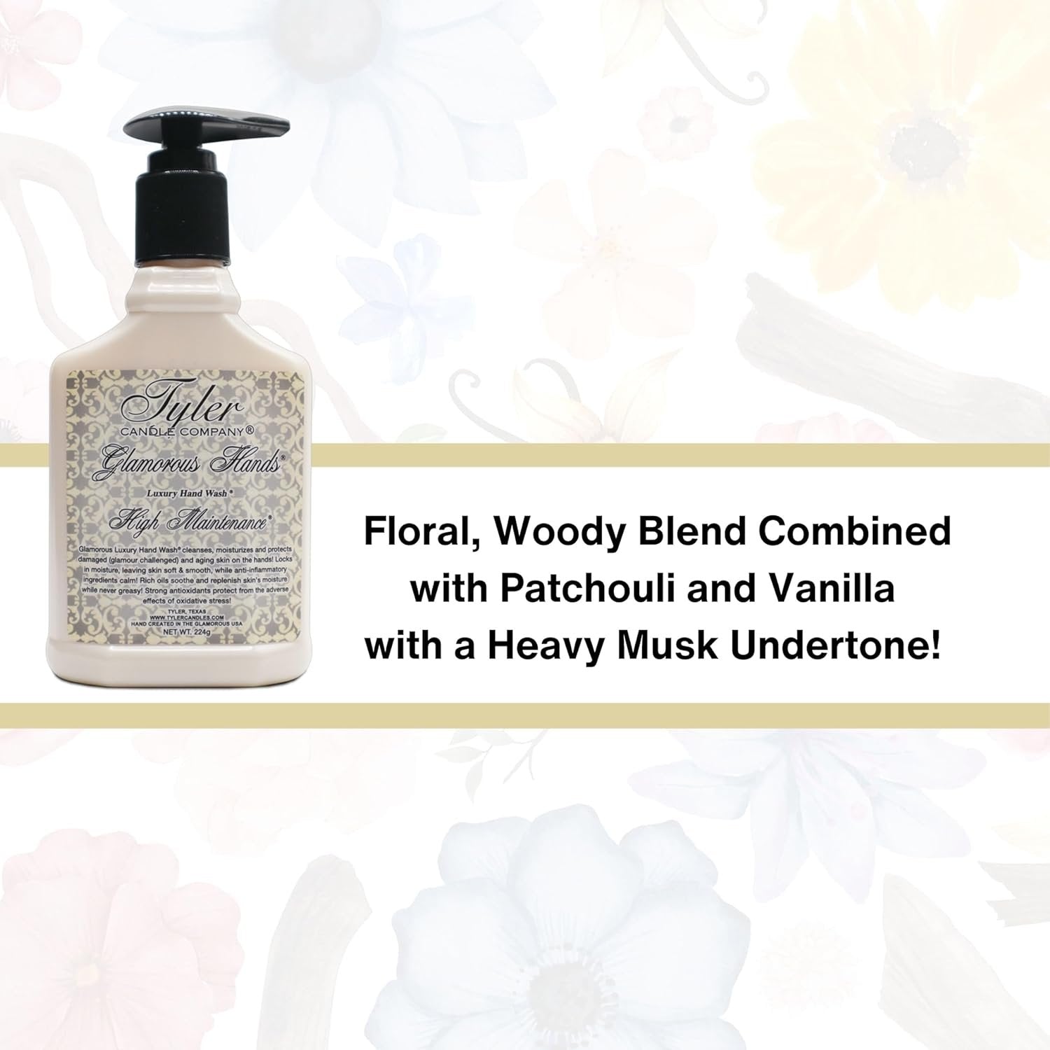 Tyler Candle Company Glamorous Luxury Scented Hand Wash - High Maintenance - 1 Pack of 8 oz - with Multi-Purpose Key Chain