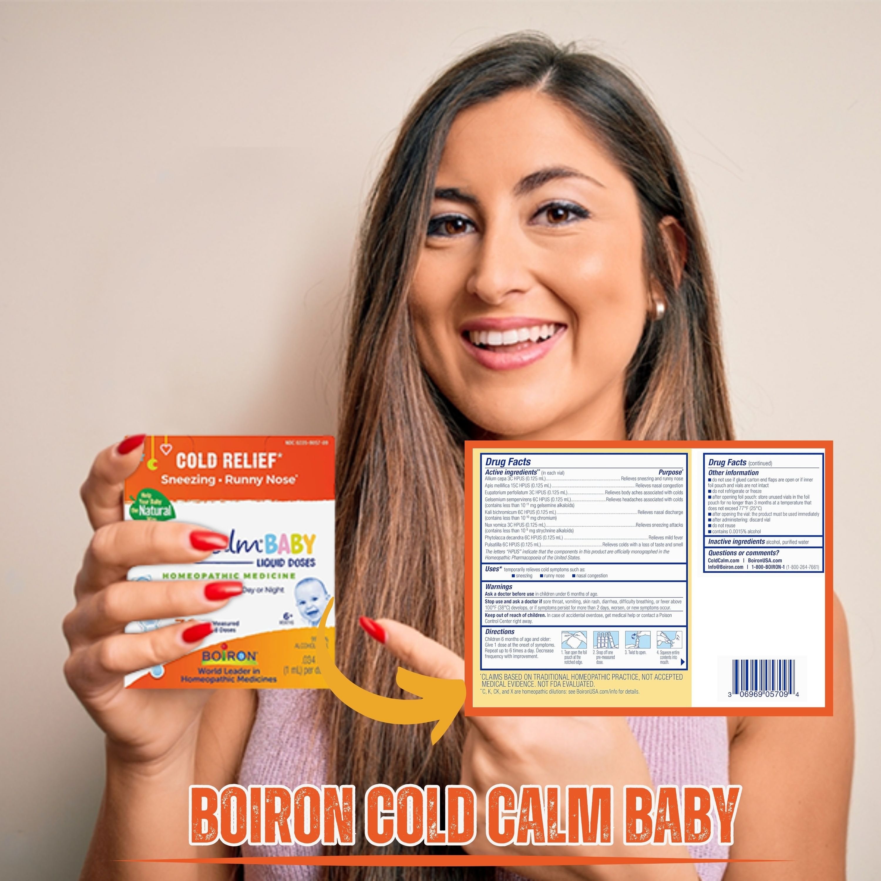 Boiron ColdCalm Baby Single-Use Liquid Doses, 1ml - Sneezing - Runny Nose - Nasal Congestion - 30ct with Multi-Purpose Keychain