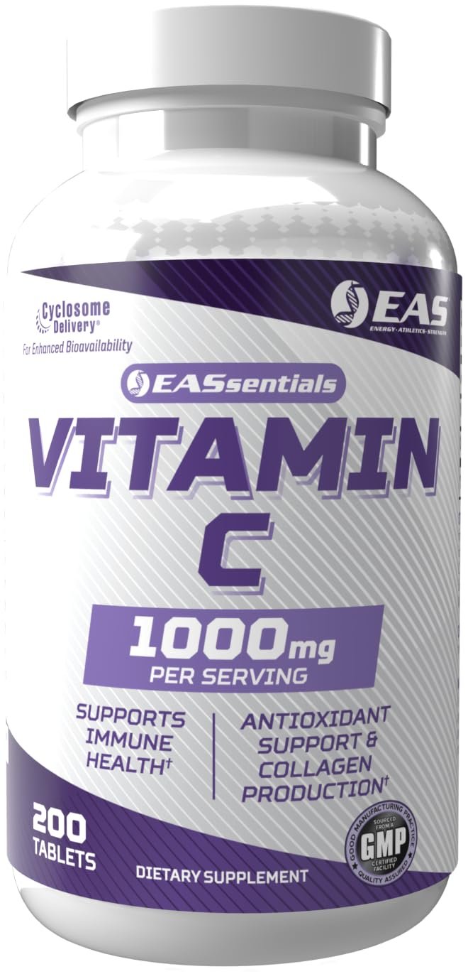 EAS Vitamin C 1000mg | Supports Immune Health & Collagen Production | High Potency Antioxidant Support | Better Absorption with Cyclosome Delivery | 200 Tablets