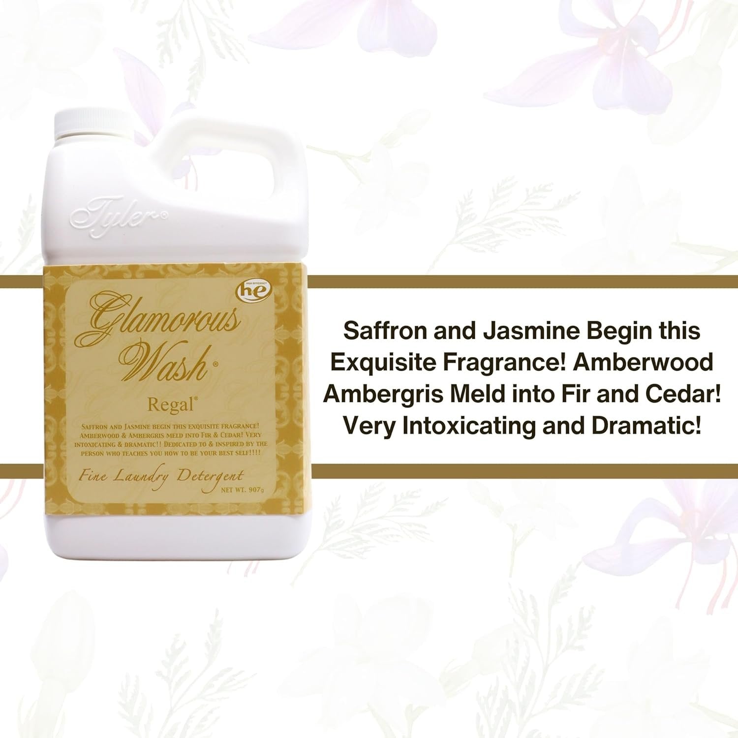 Tyler Candle Company Glamorous Wash Regal Scent Laundry Liquid Detergent - Hand and Machine Washable - 907g (32 Fl Oz) - Pack of 1 with Multi-Purpose Key Chain