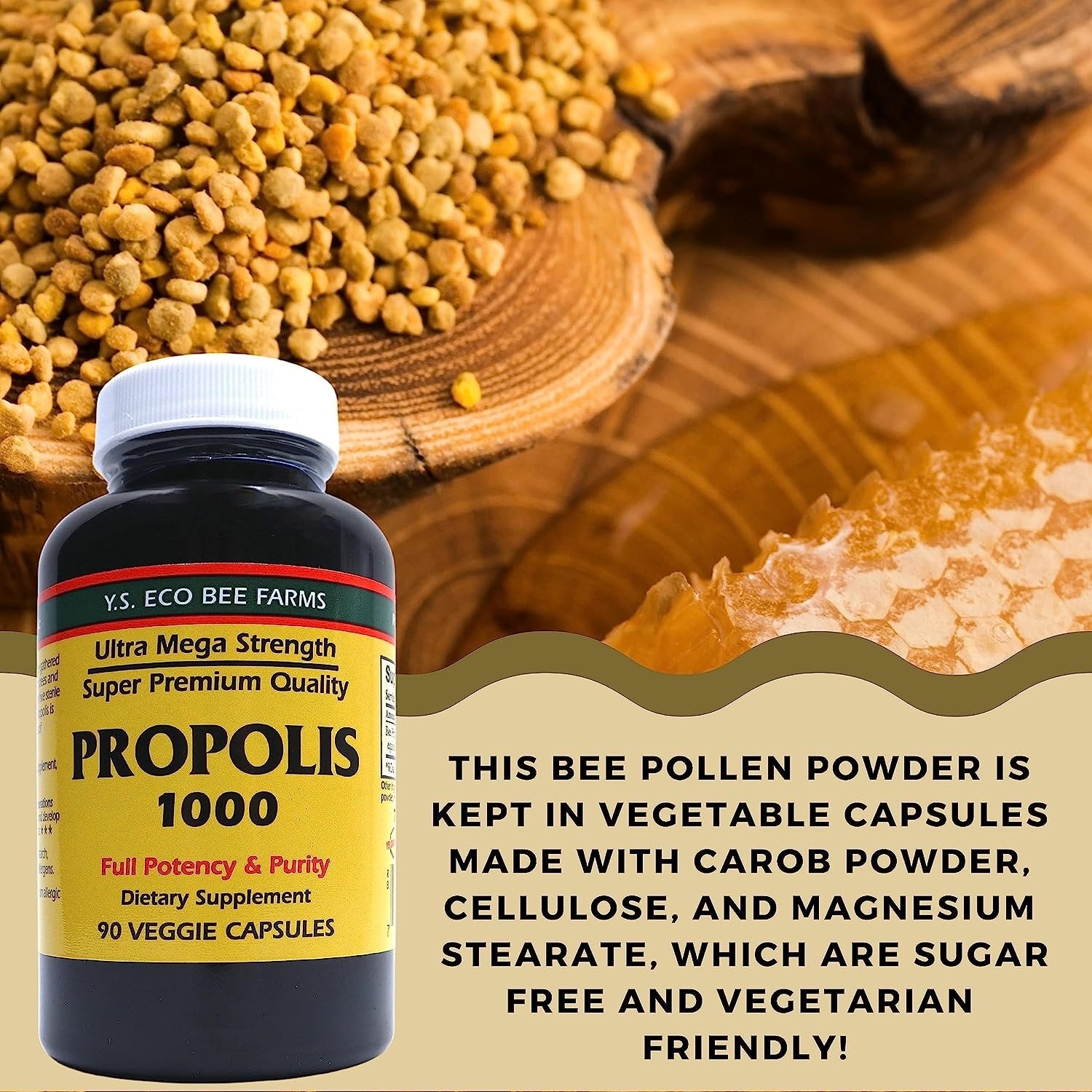 Y.S. Eco Bee Farms Propolis-Raw Unprocessed 1000mg - Your Gateway to Wellness - 90 Capsules with Bonus worldwidenutrition Multi Purpose Key Chain