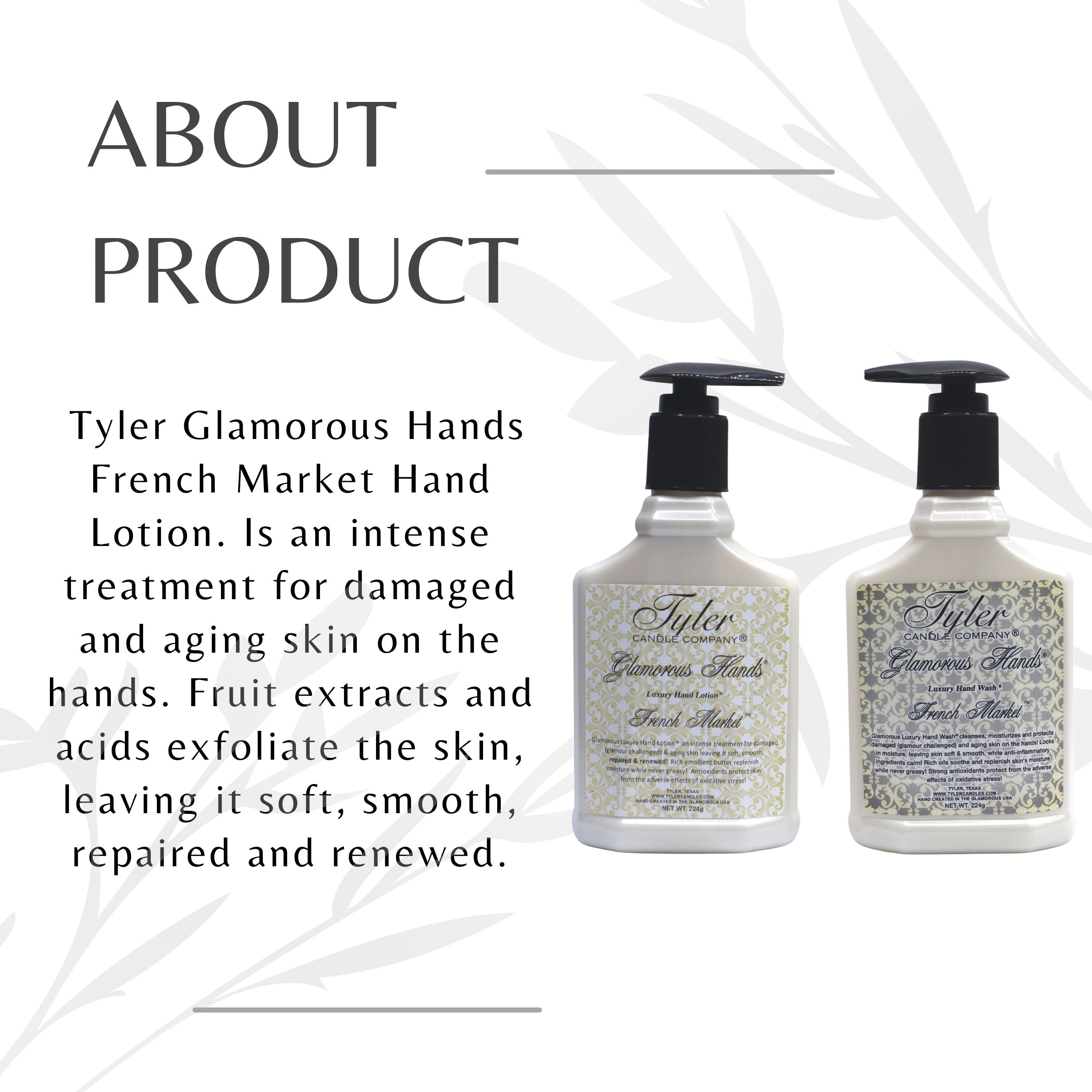 Tyler Candle Company French Market Glamorous Scented Hand Wash and Hand Lotion Gift Set in Pump Bottles - Pack of 1, 8 oz - with Multi-Purpose Keychain