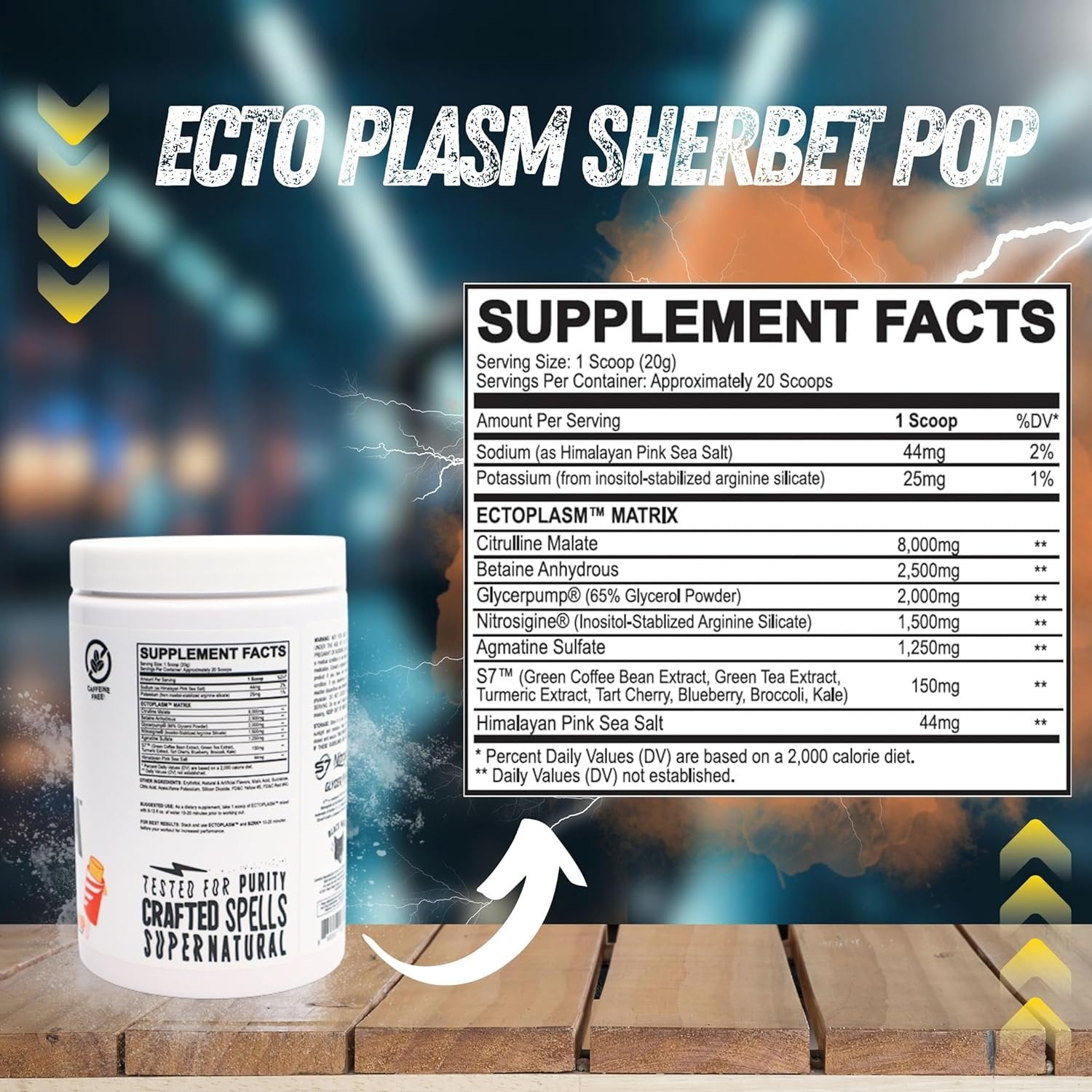 Black Magic Supply Ecto Plasm Nitric Oxide Waves - Supernatural Pump Formula - Sherbet Pop - 400g - with Multipurpose Key Chain