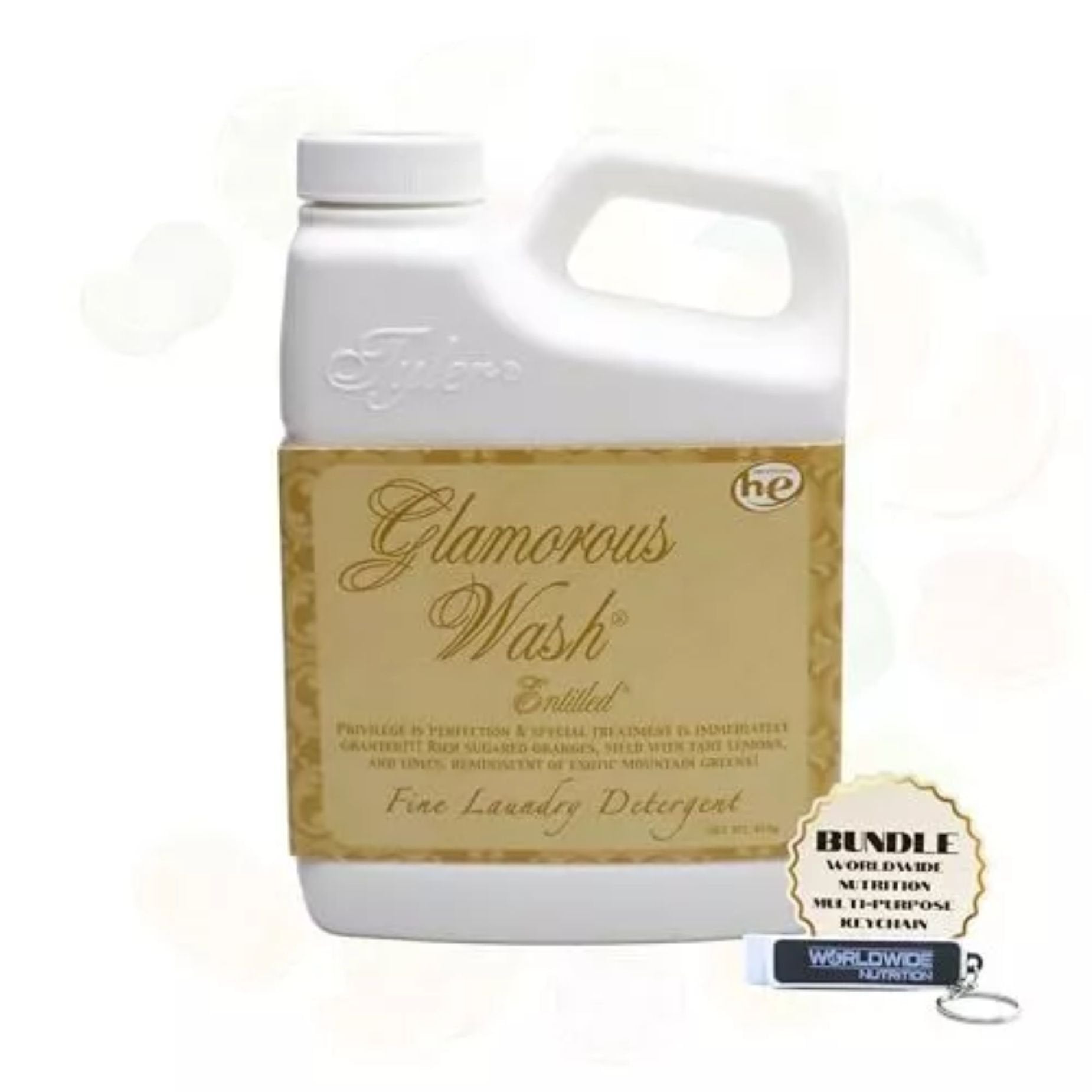 Tyler Candle Company Glamorous Wash Entitled Fine Laundry Detergent - Hand and Machine-Washing - 16 oz (454-gram) - Pack of 1 with Multi-Purpose Keychain