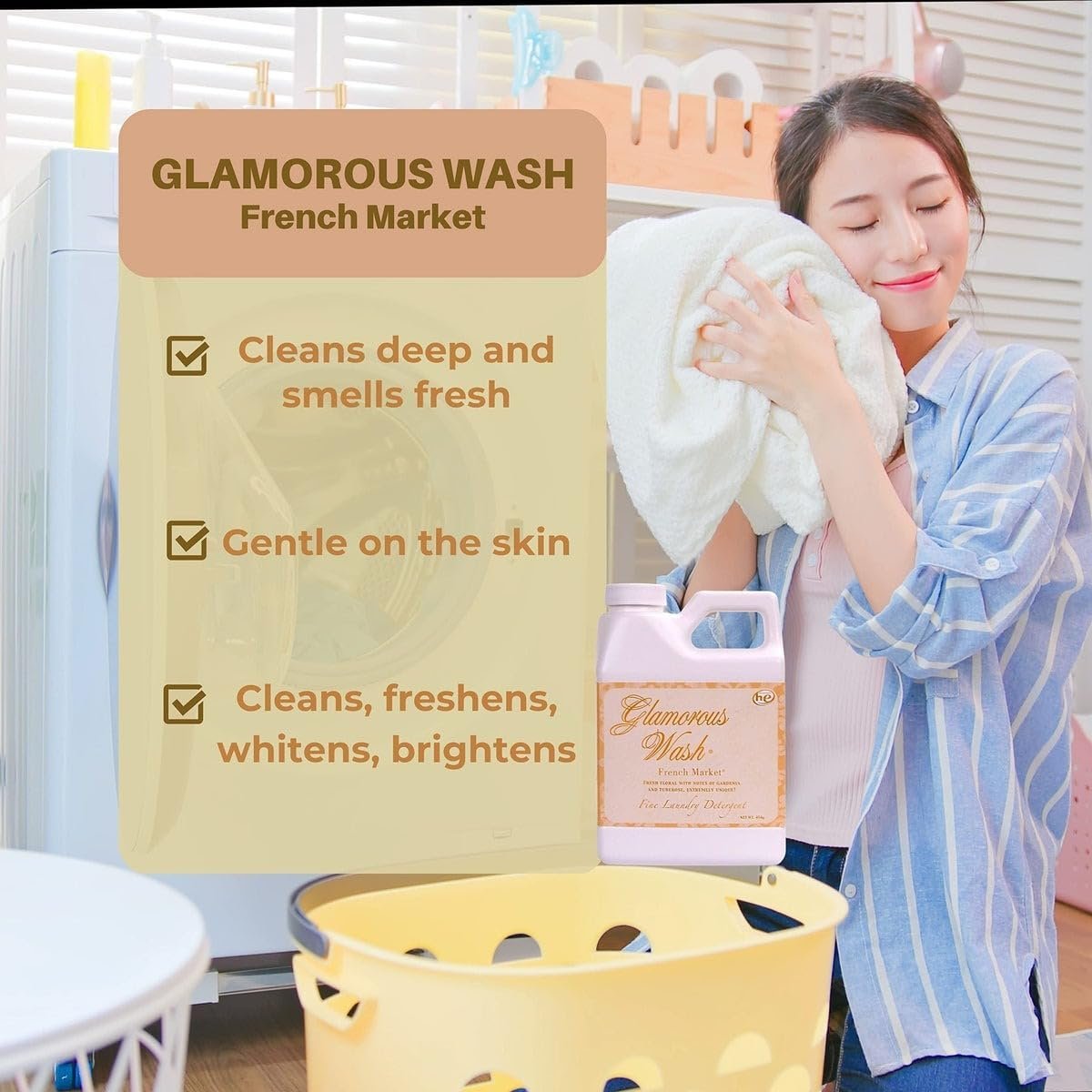 Tyler Candle Company Glamorous Wash Fine Laundry Liquid Detergent - Pack of 1 - with Multi-Purpose Keychain