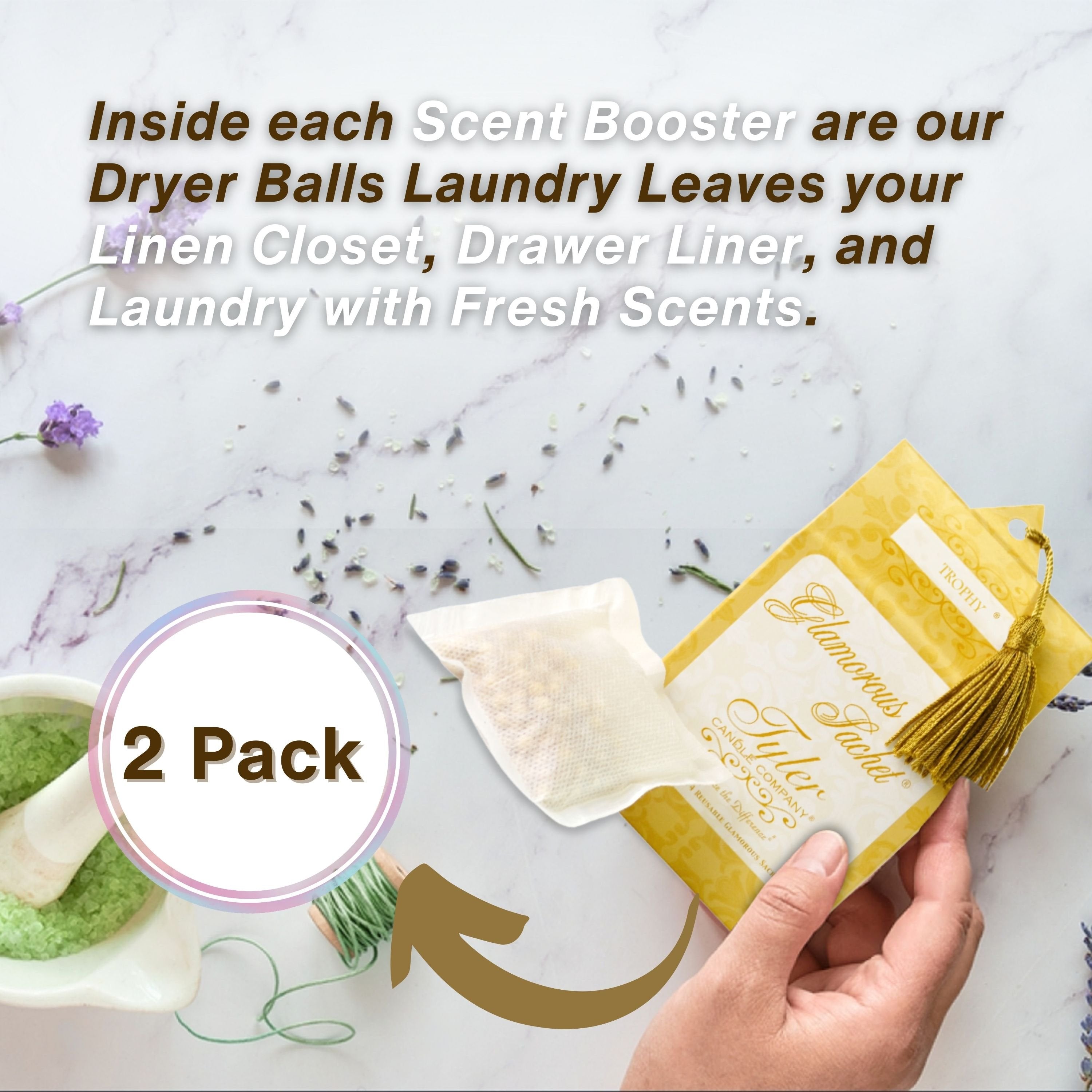 Tyler Candle Company Reusable Glamorous Dryer Sheets - Trophy - 2 Pack of 4 Sachet - with Multi-Purpose Key Chain