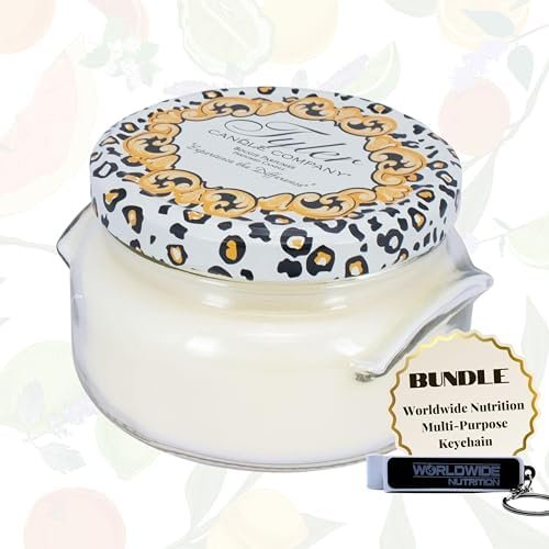Tyler Candle Company Pristine Wax Scented Candle in Glass Jar, 22 oz - Pack of 1 with Keychain
