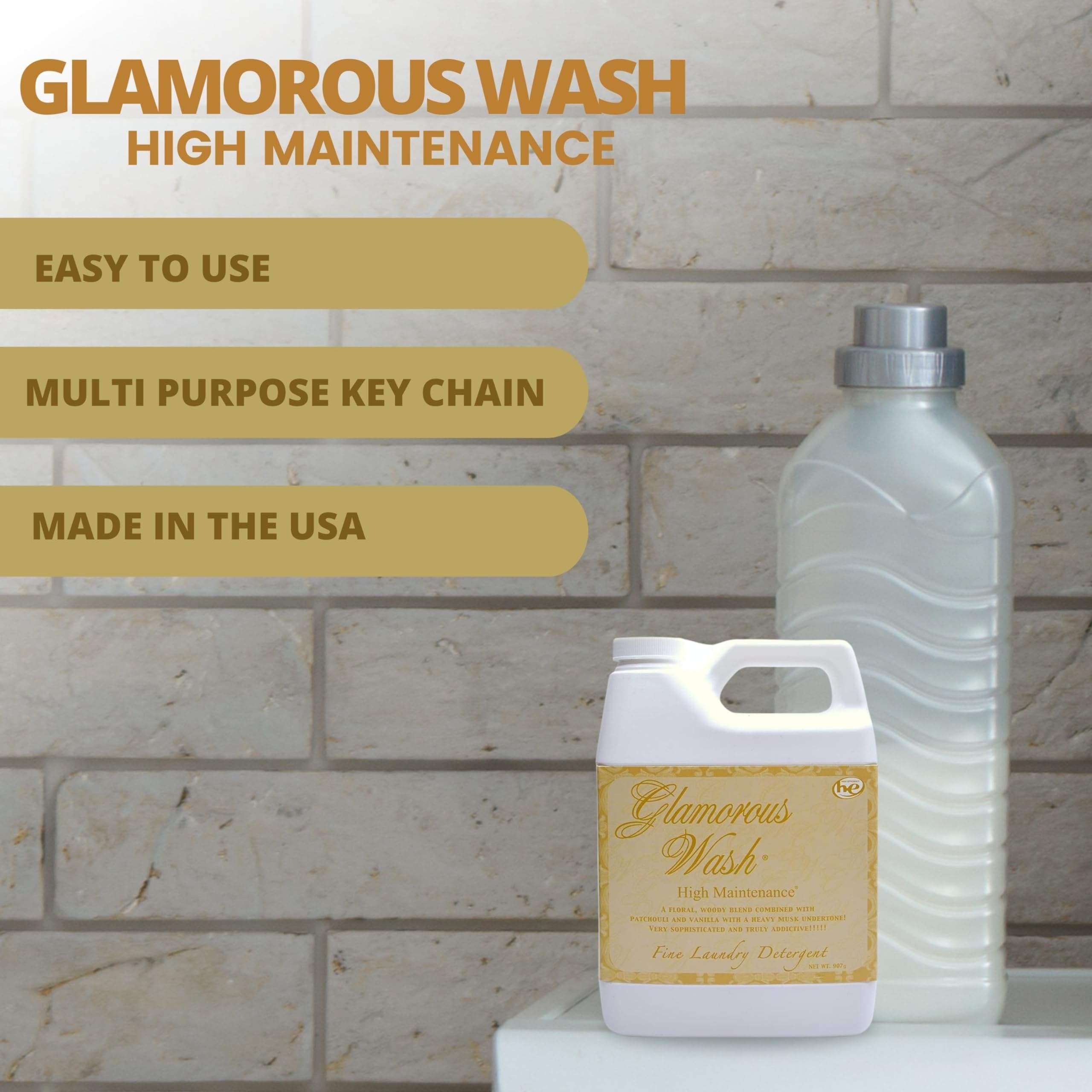 Worldwide Nutrition Bundle: Tyler Glamorous Wash Diva Laundry Liquid Detergent - Hand and Machine Washable Diva Laundry Detergent - 112g (4 Oz) Diva Detergent and Multi-Purpose Key Chain