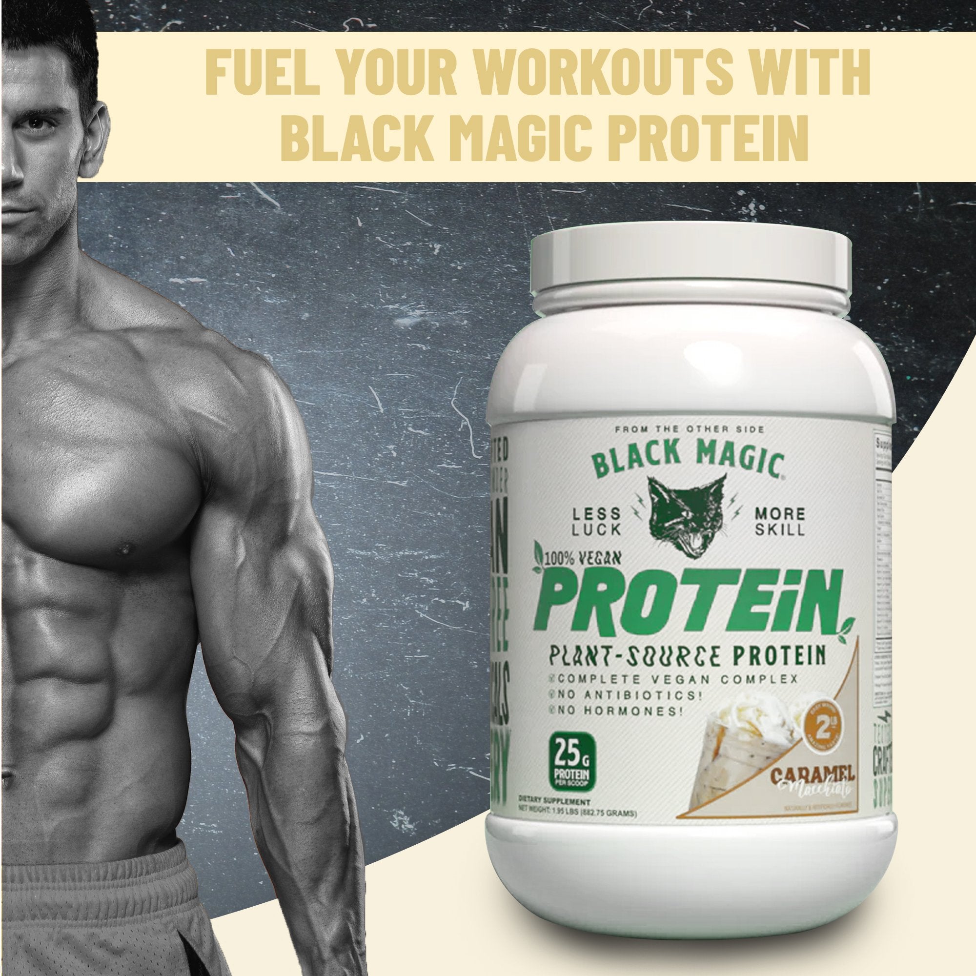 Worldwide Nutrition Bundle Compatible with Black Magic Multi-Source Protein - Whey, Egg, and Casein Complex with Enzymes & MCT Powder - Vegan Caramel Macchiato Protein Powder - 2 LB with Keychain