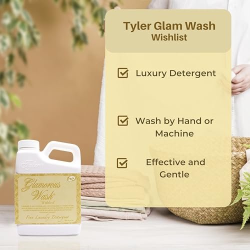 Tyler Candle Company Glamorous Wash Wishlist Scent Fine Laundry Liquid Detergent - Hand and Machine-Washable - 16 oz (454 gram) - Pack of 1 with Multi-Purpose Keychain