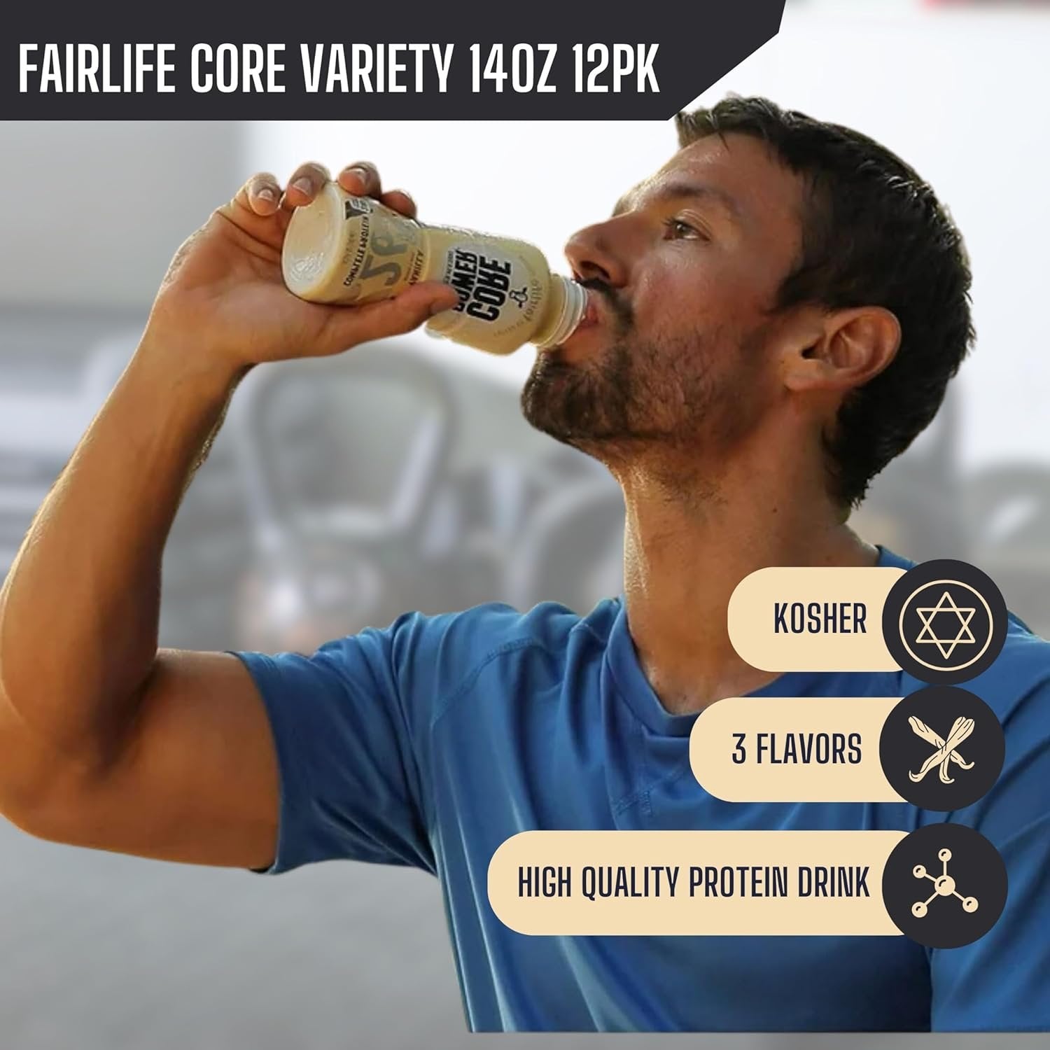 Fairlife Core Power 26g High Protein Milkshake in 3 Flavors (Strawberry Banana /Vanilla / Chocolate) - 12 Pack of 14oz - with Multi-Purpose Key Chain