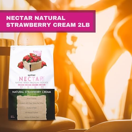 Syntrax Native Whey Protein Isolate - Kosher & Halal, Lactose & Gluten Free - Natural Strawberry Cream Flavor - 2 Pounds - with Keychain