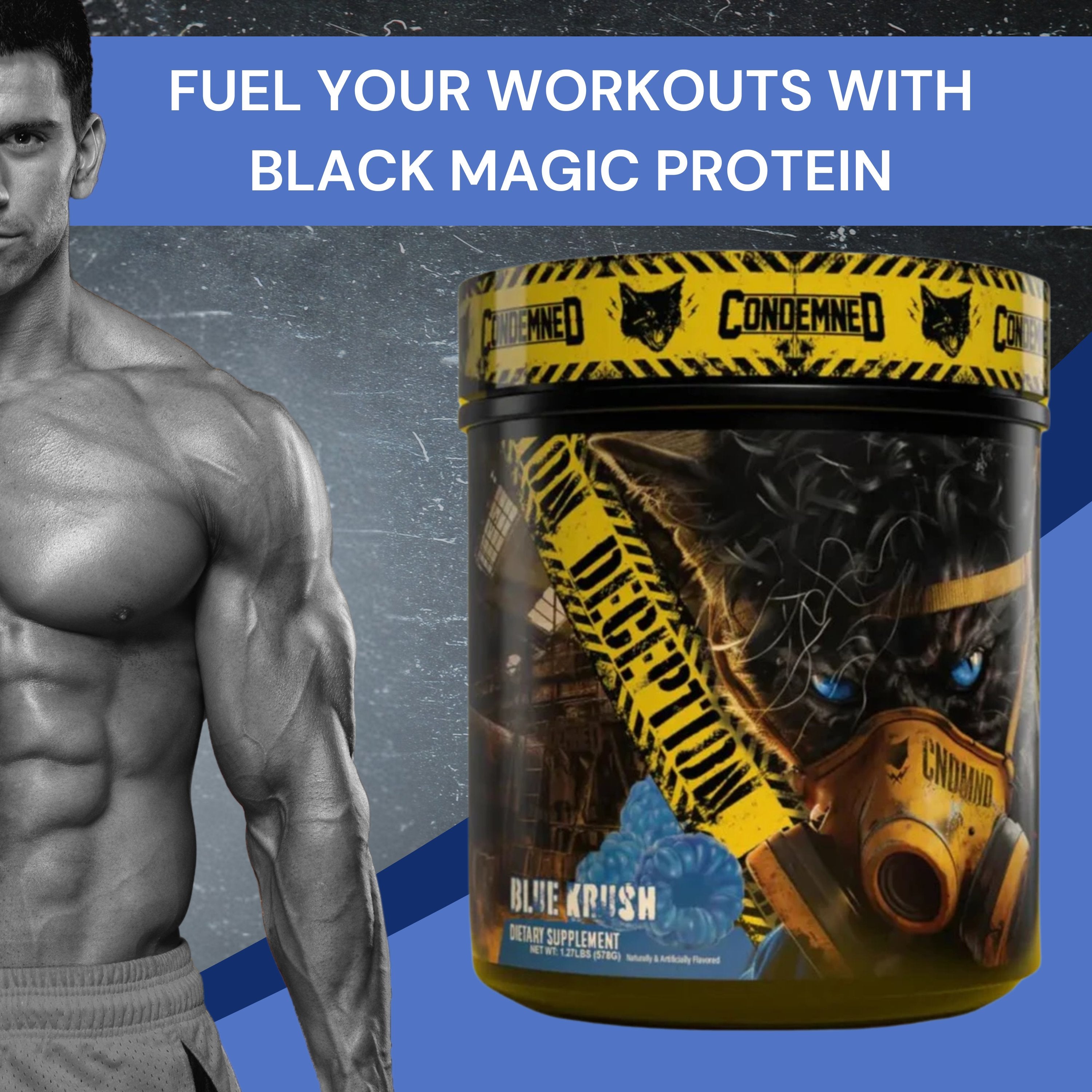 Black Magic Supply X Condemned Labs Deception Pre-Workout - High-Stim Energy, Focus, Endurance, and Muscle Pumps - Blue Krush Flavor - 578g, 40 Servings - Pack of 1