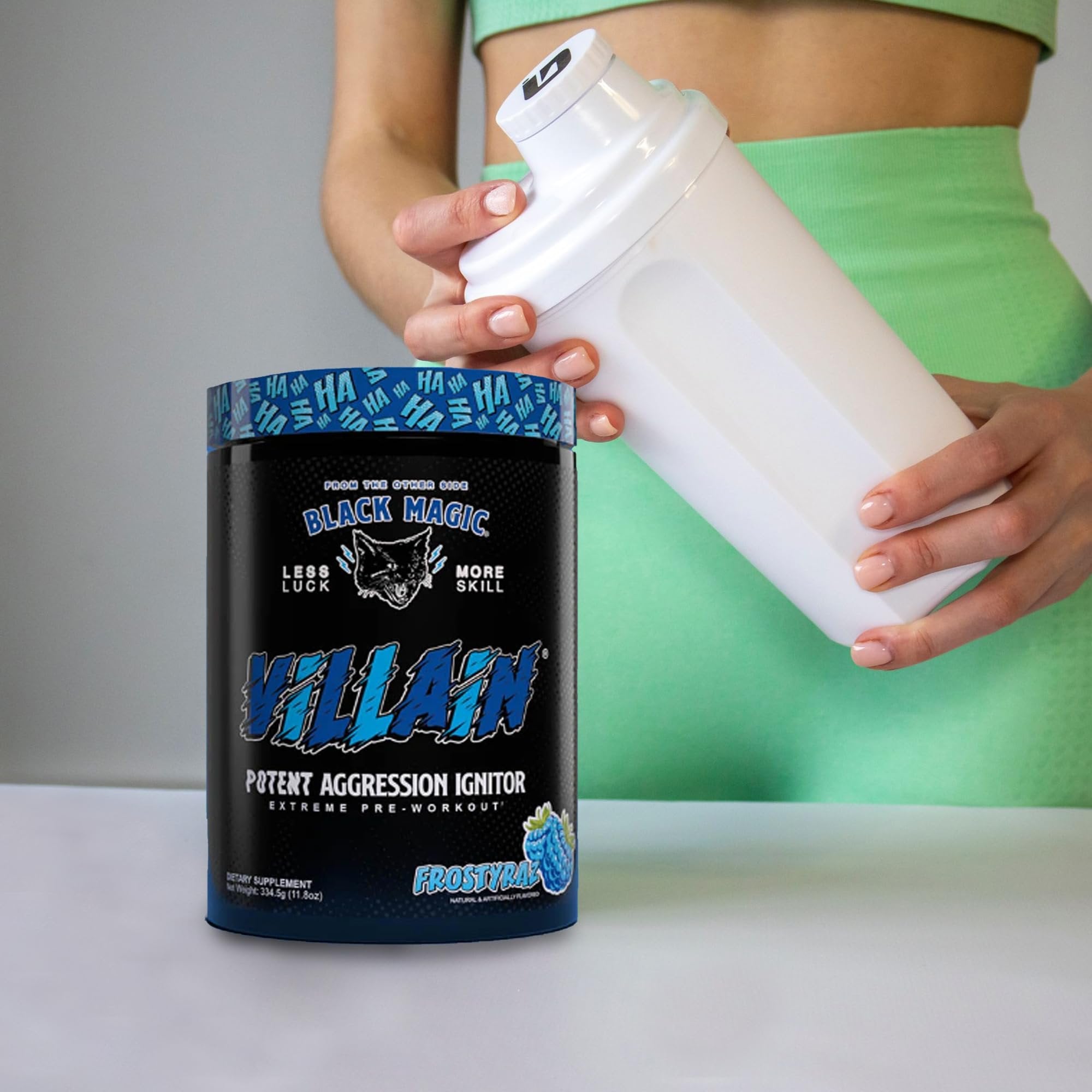 Black Magic Supply Froztyraz Villian, 11.8 oz - High-Stim Nootropic Pre-Workout - Beta-Alanine, L-Tyrosine, & Caffeine - Pack of 1 with Keychain