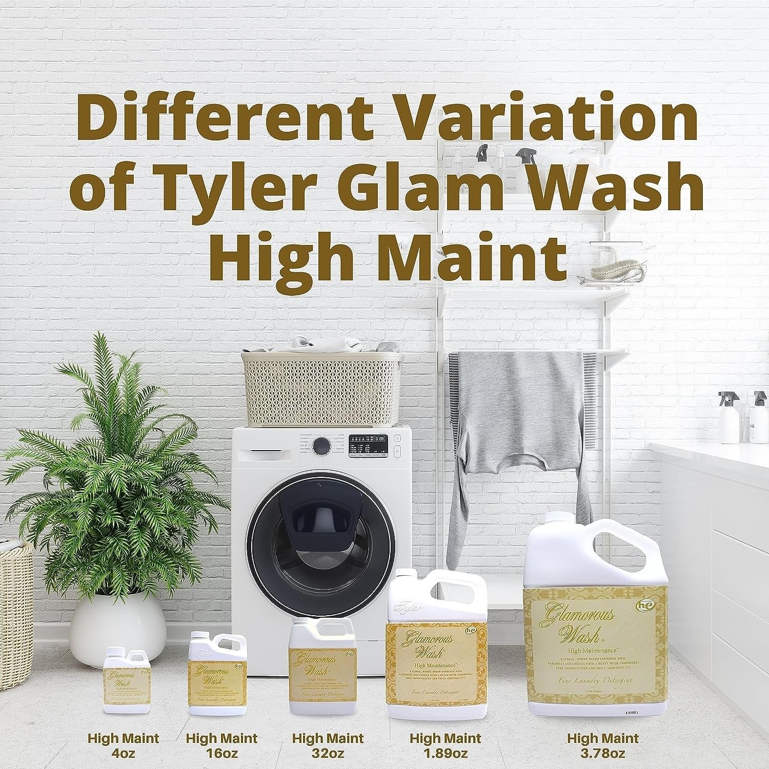 Tyler Candle Company Glamorous Wash High Maintenance Scent Fine Laundry Liquid Detergent - Phosphate-Free - Hand and Machine Washable - 1 Container of 16oz (454g) with Multi-Purpose Keychain