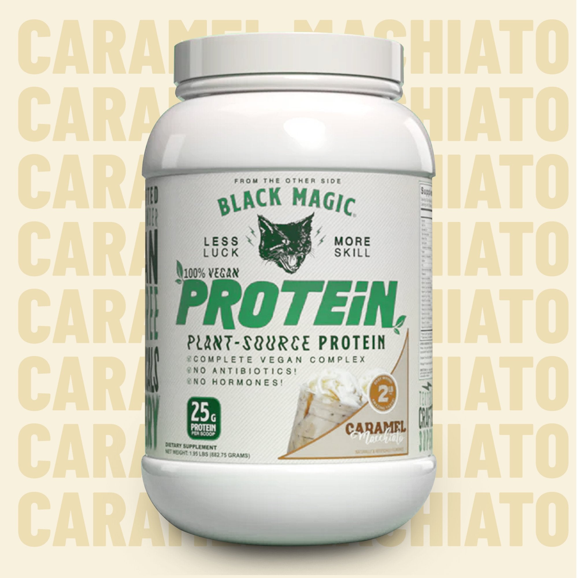 Worldwide Nutrition Bundle Compatible with Black Magic Multi-Source Protein - Whey, Egg, and Casein Complex with Enzymes & MCT Powder - Vegan Caramel Macchiato Protein Powder - 2 LB with Keychain