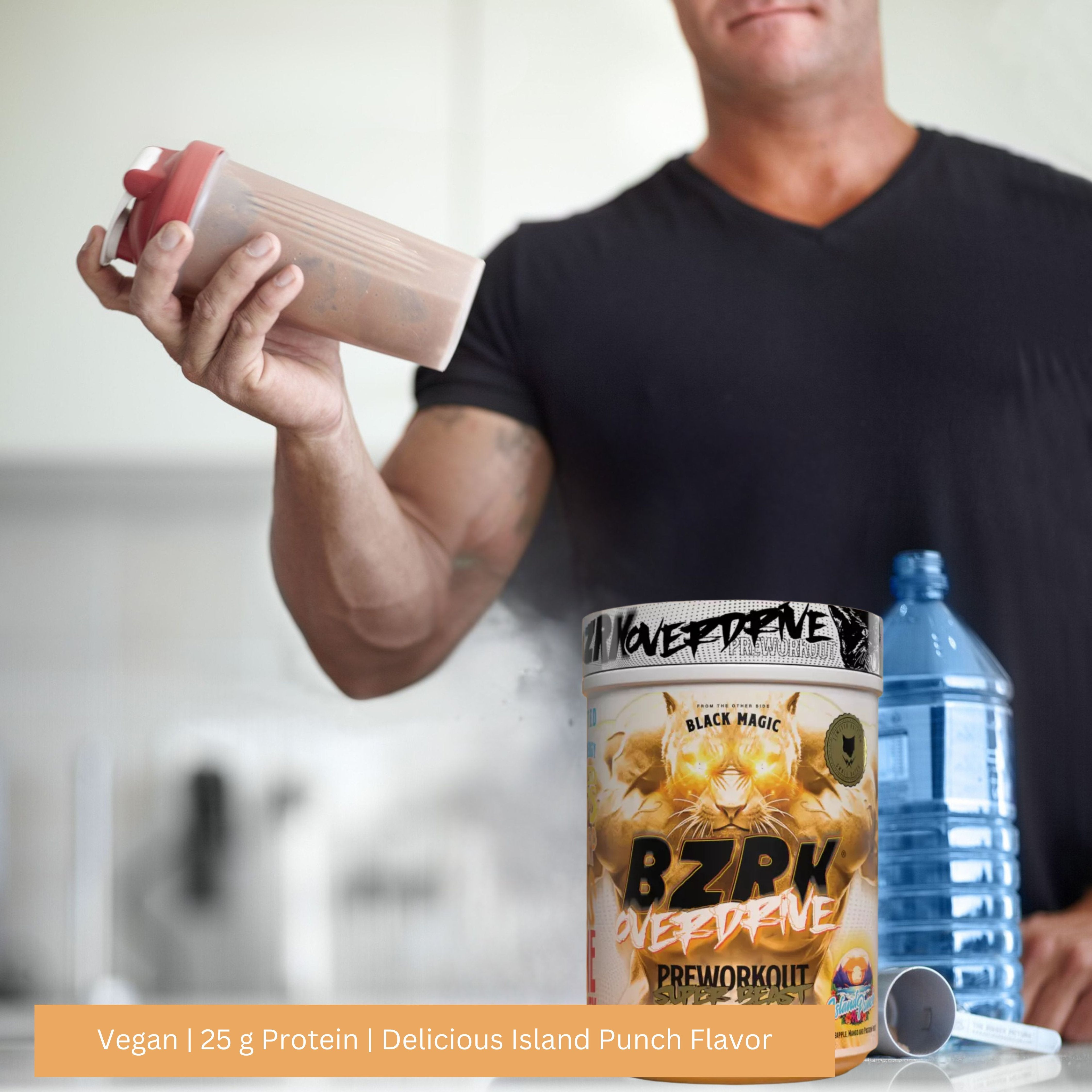 Black Magic Supply BZRK Overdrive Pre-Workout Super Beast Powder, 728.8g - Island Punch Flavor - Energy Booster - Pack of 1