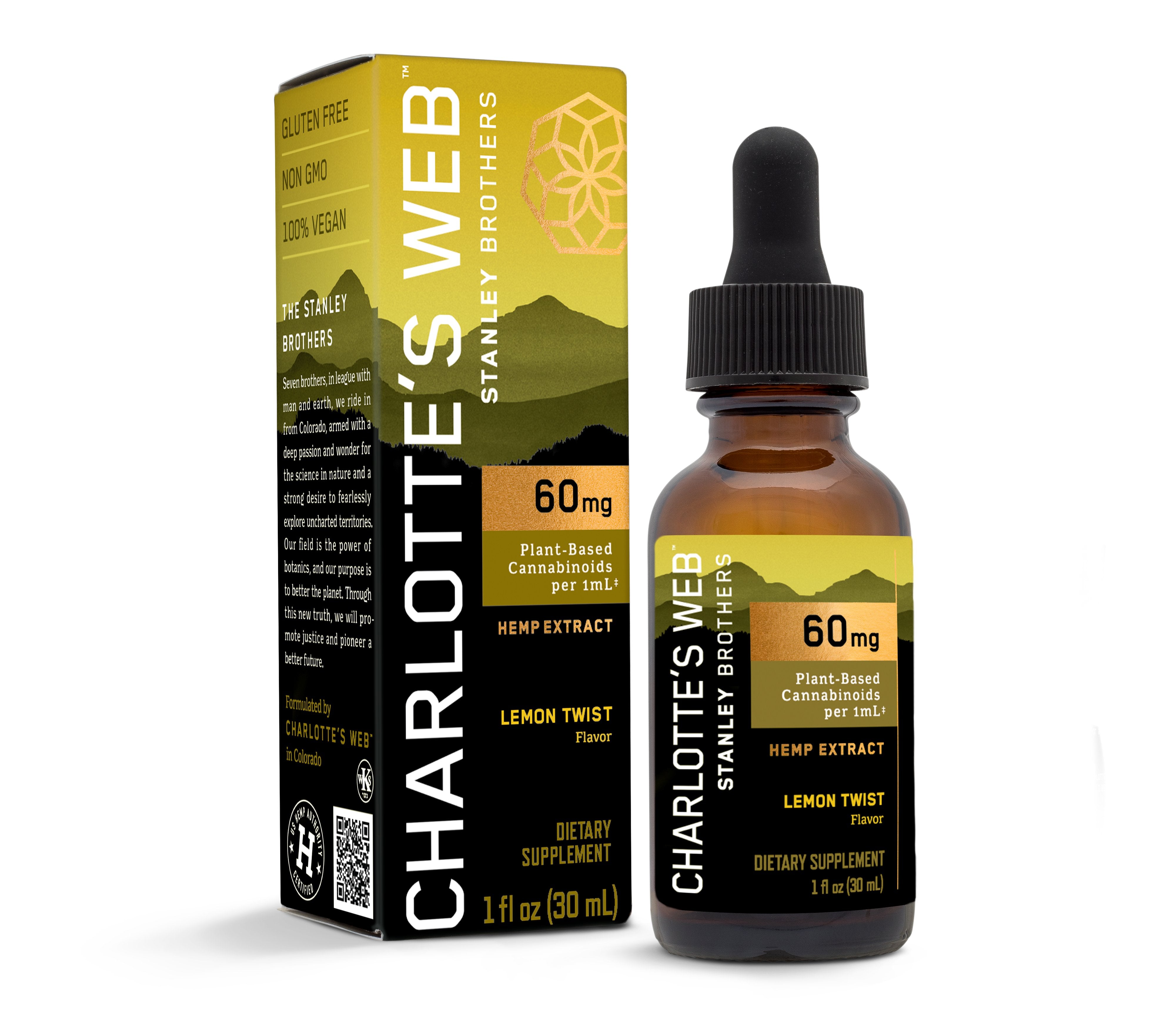 Charlotte’s Web 60 mg CBD Oil - Lemon Twist Flavor – 1800 mg per bottle - 1 fl oz (30 ml) - Pack of 1
