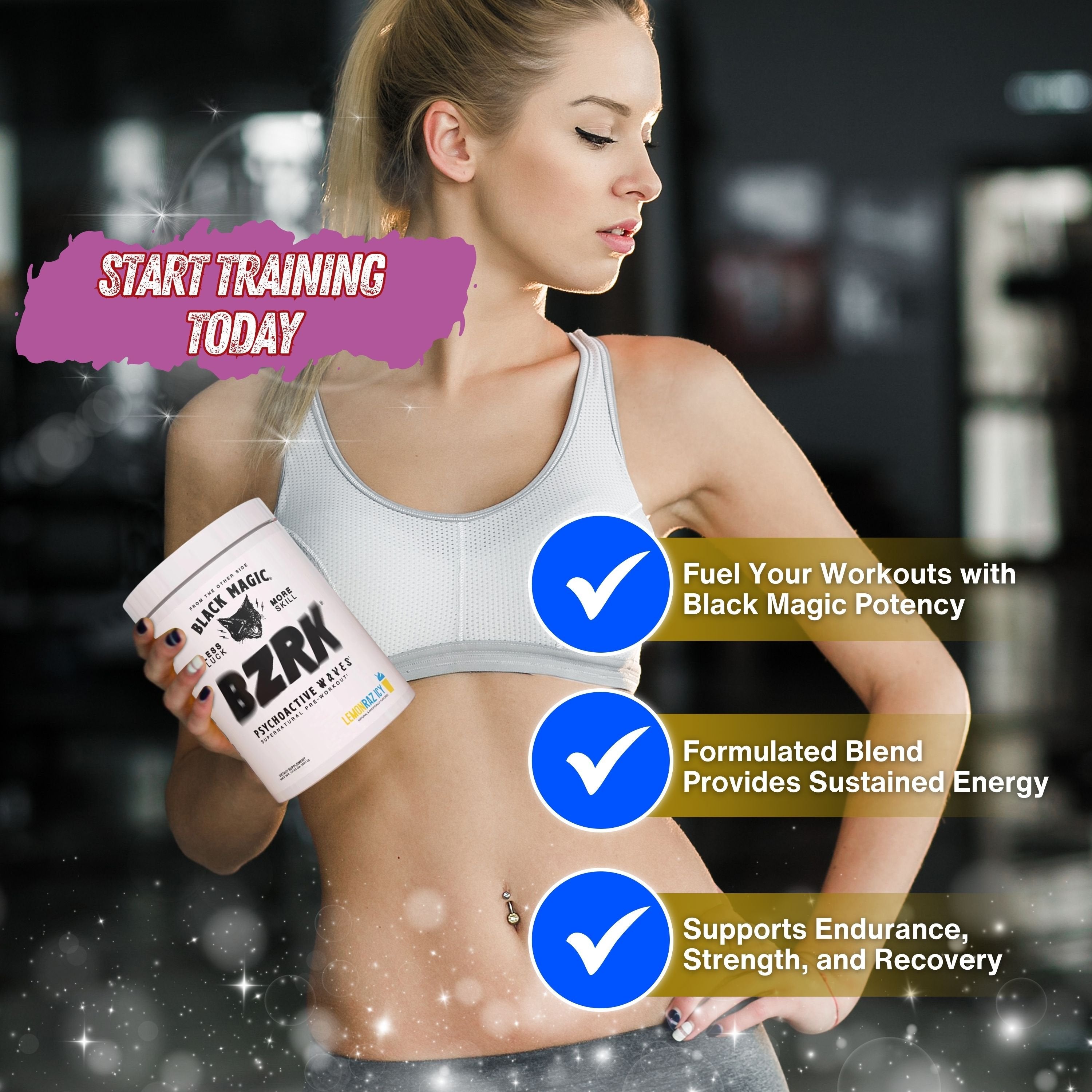 Black Magic Supply BZRK Psychoactive Waves Pre-Workout Powder - Lemonraz Icy - 17.63oz (500g) - Pack of 1