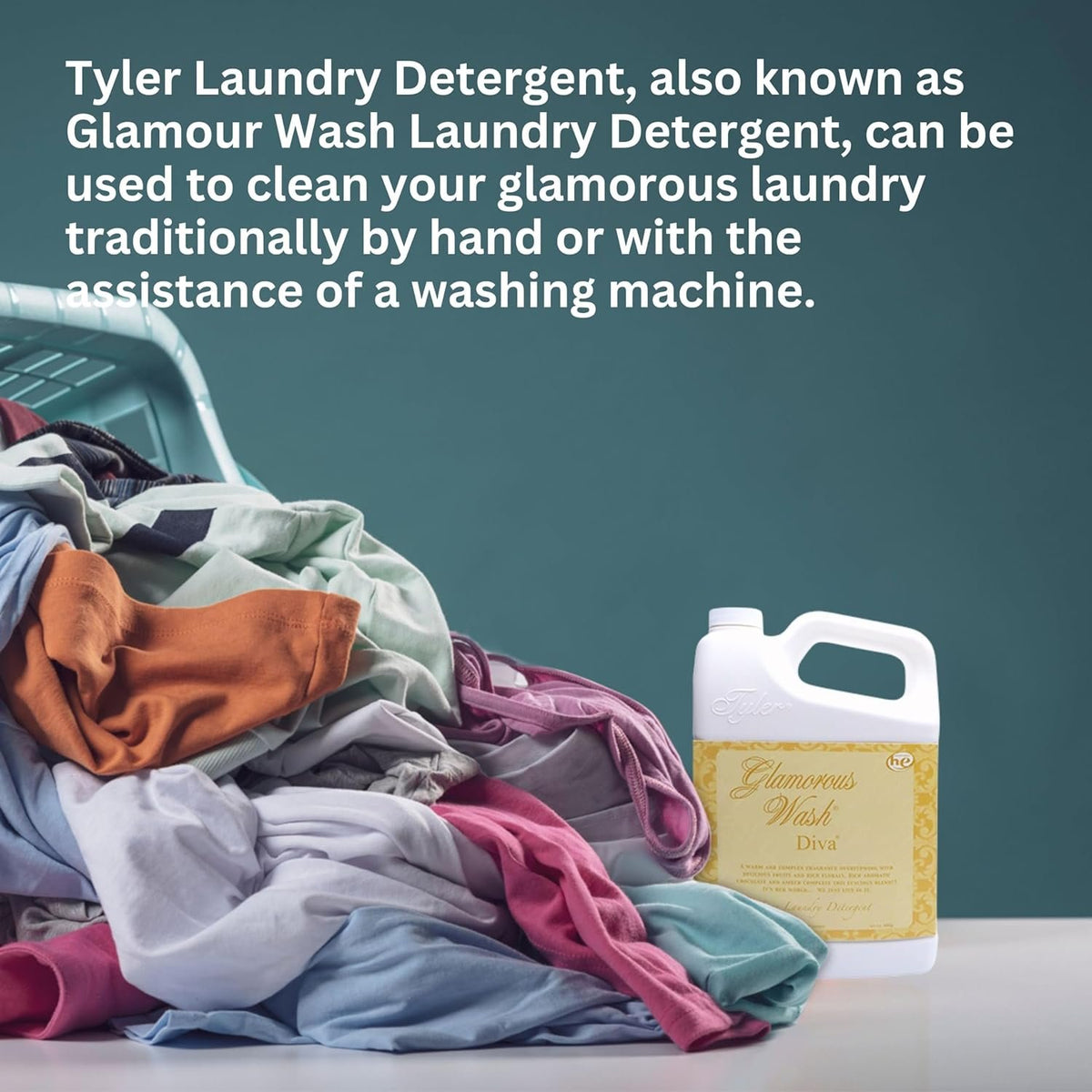 Tyler Candle Company Glamorous Wash Diva Fine Laundry Liquid Detergent - Hand and Machine Washable - 1.89 L (64oz) - Pack of 1 with Multi-Purpose Key Chain