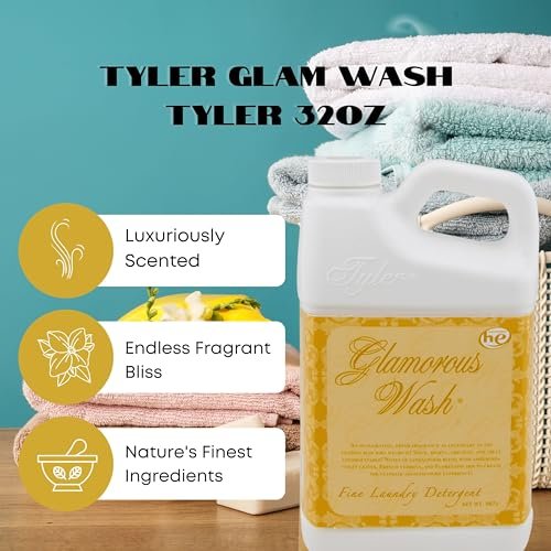 Tyler Candle Company Glamorous Wash Tyler Fine Laundry Liquid Detergent - Hand and Machine-Washable - 907g (32 Fl Oz) - Pack of 1 with Multi-Purpose Keychain