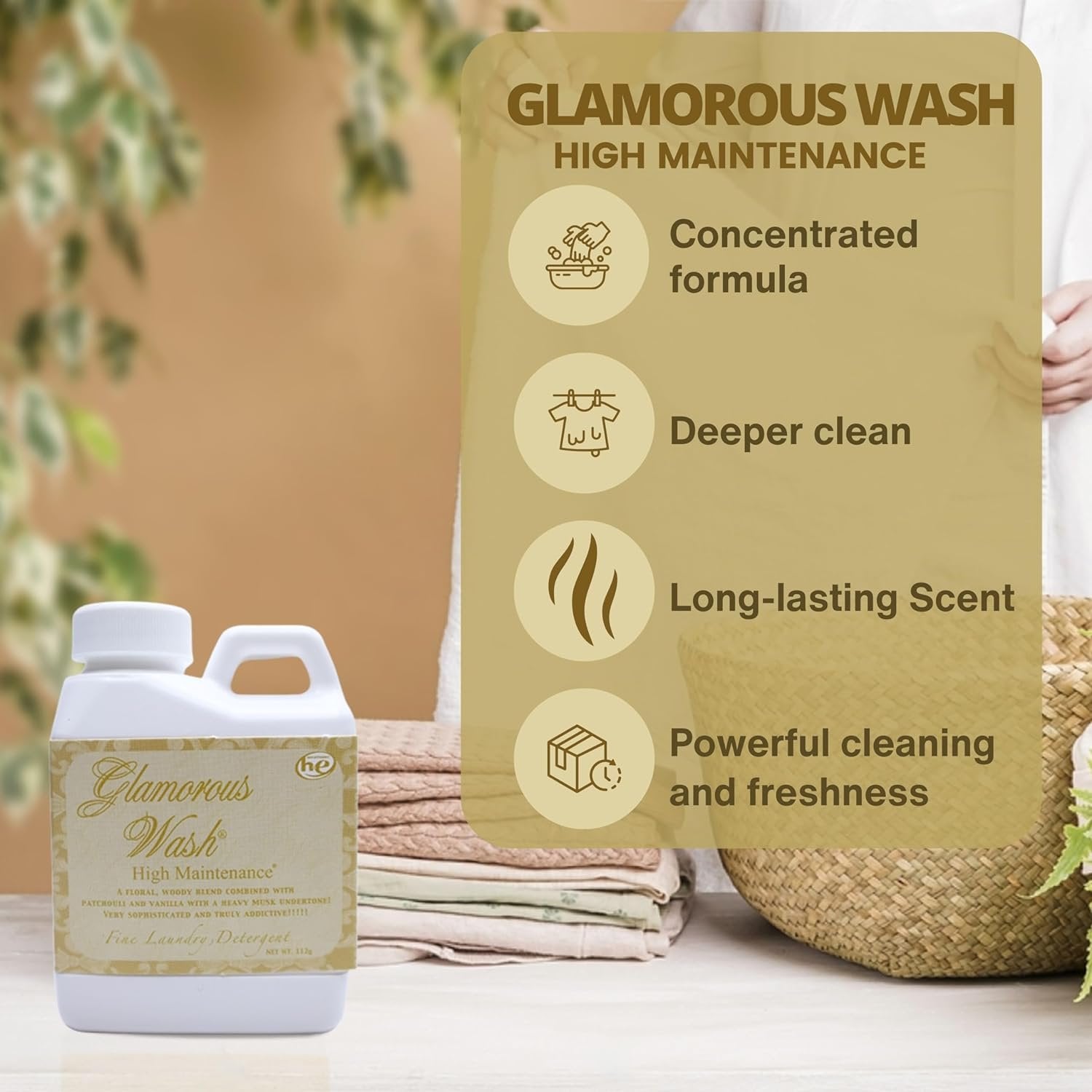 Tyler Candle Company Glamorous Wash High Maintenance Scent Fine Laundry Liquid Detergent - Hand and Machine Washable - 4 oz (112 grams) Container and Multi-Purpose Key Chain