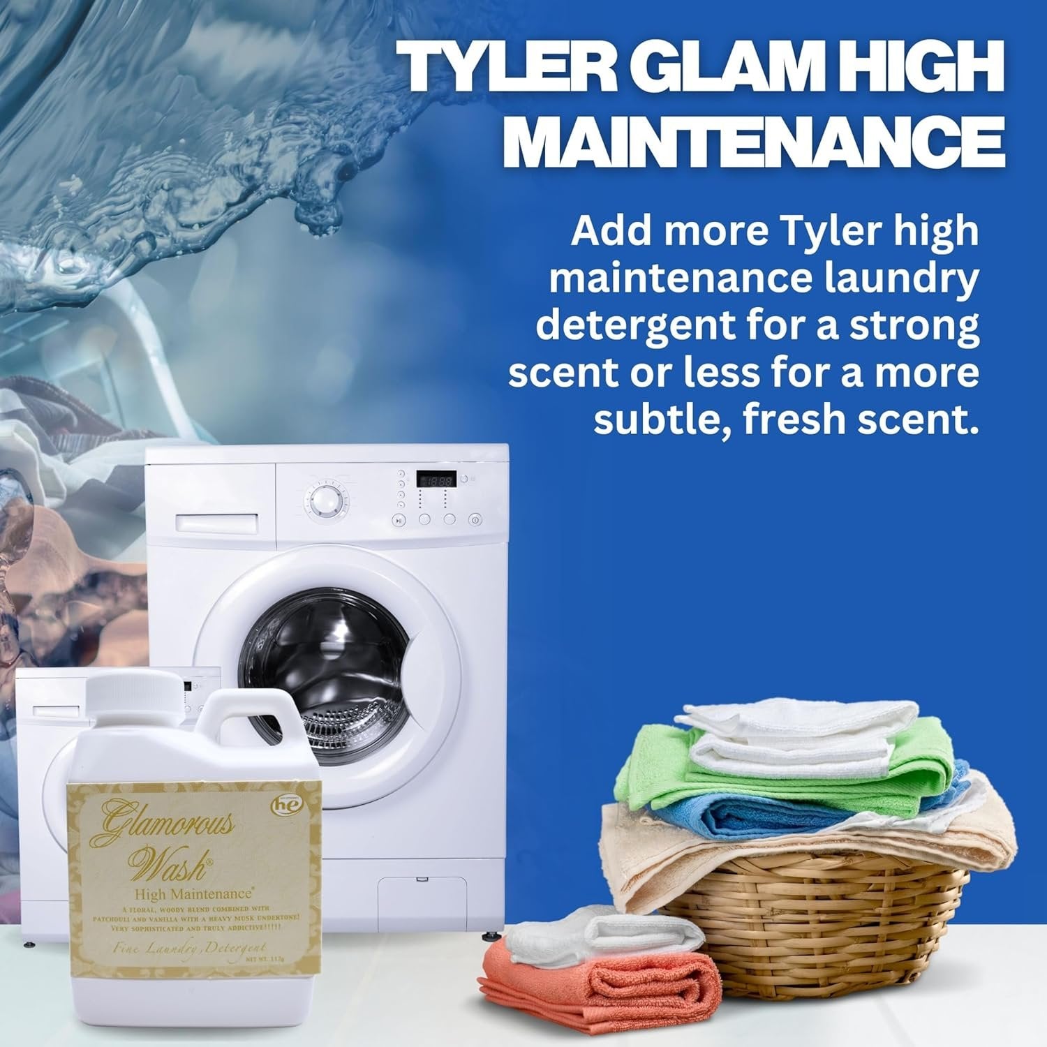 Tyler Candle Company Glamorous Wash High Maintenance Scent Fine Laundry Liquid Detergent - Hand and Machine Washable - 4 oz (112 grams) Container and Multi-Purpose Key Chain