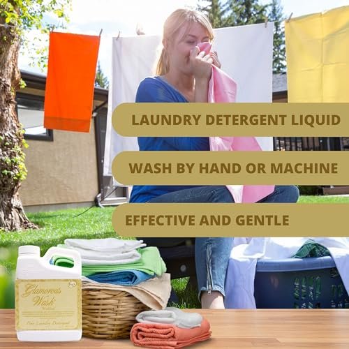 Tyler Candle Company Glamorous Wash Wishlist Scent Fine Laundry Liquid Detergent - Hand and Machine-Washable - 16 oz (454 gram) - Pack of 1 with Multi-Purpose Keychain