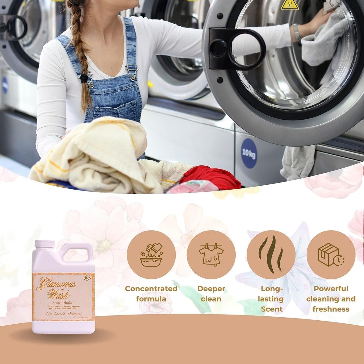 Tyler Candle Company Glamorous Wash Fine Laundry Liquid Detergent - Pack of 1 - with Multi-Purpose Keychain