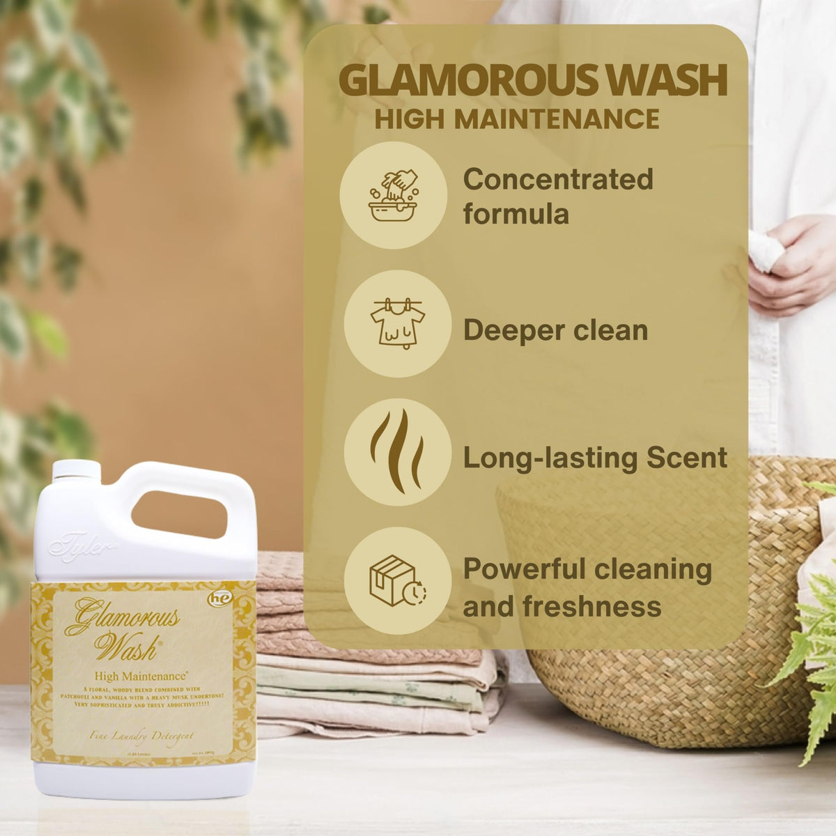 Tyler Candle Company Glamorous Wash High Maintenance Scent Fine Laundry Liquid Detergent - 1.89L (64 Fl Oz) Container and Worldwide Nutrition Multi-Purpose Key Chain