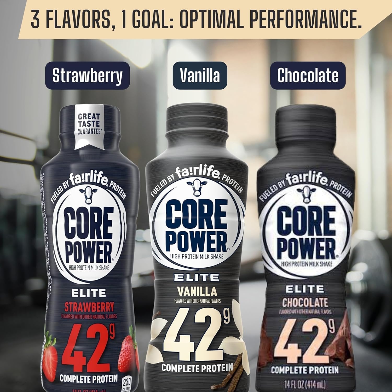 Fairlife Core Power Elite 42g High Protein Milkshake - Chocolate, Strawberry, Vanilla - Ready to Drink - 14 Fl Oz (Pack of 12)