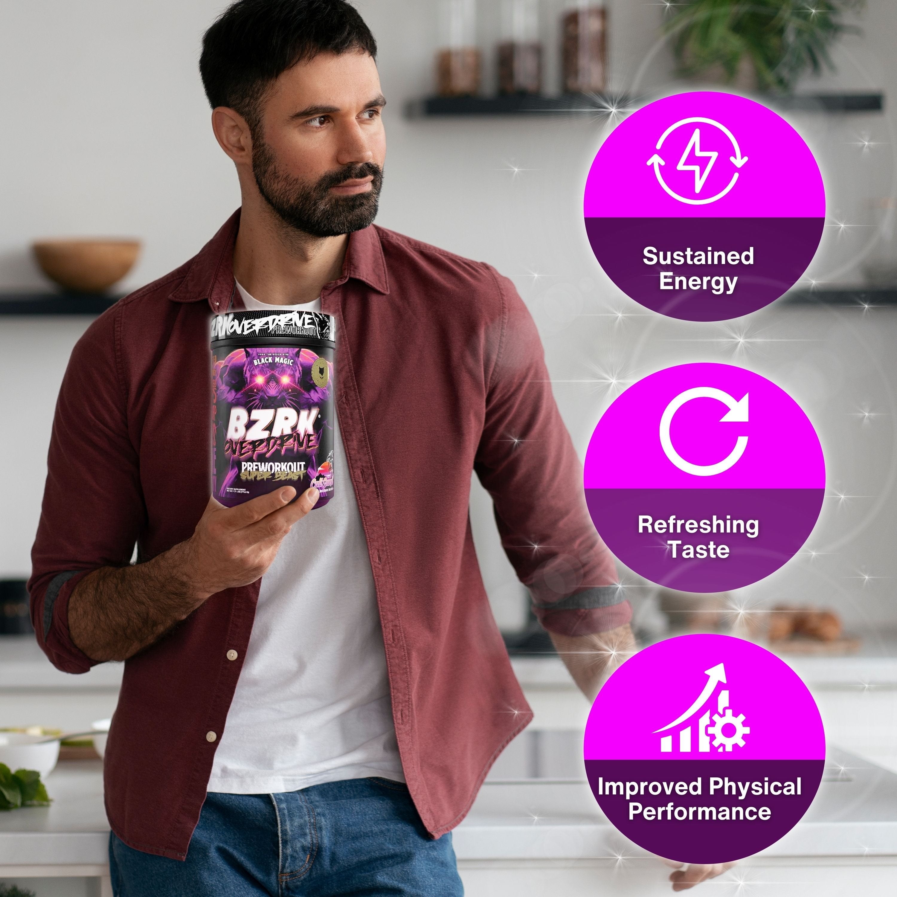 Black Magic Supply BZRK Overdrive Pre-Workout Powder, 1.7 lbs - Cali Sunset Flavor - Energy Booster - 40 Servings - Pack of 1